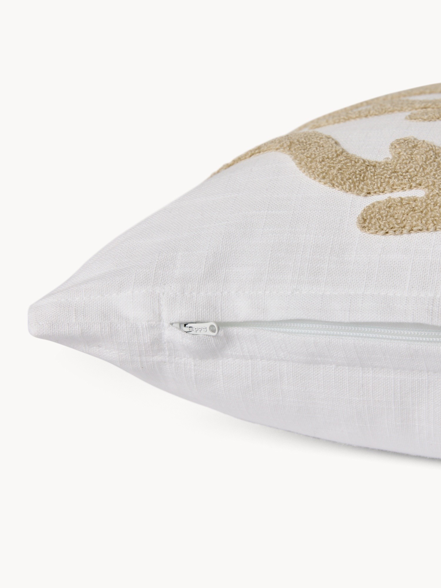 45x45cm terry cushion with coral embroidery, White / Beige, large image number 0