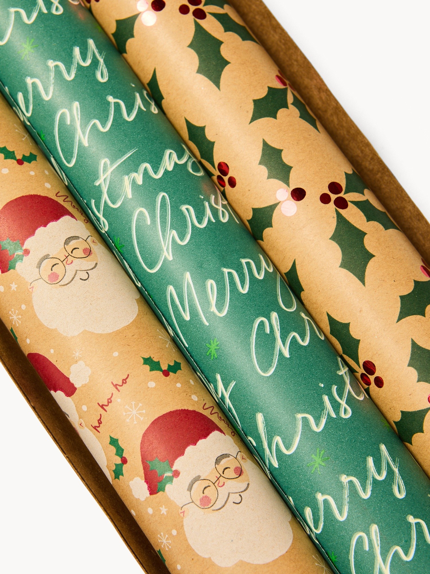 Set of 3 Wrapping Paper Rolls, Green, large image number 1