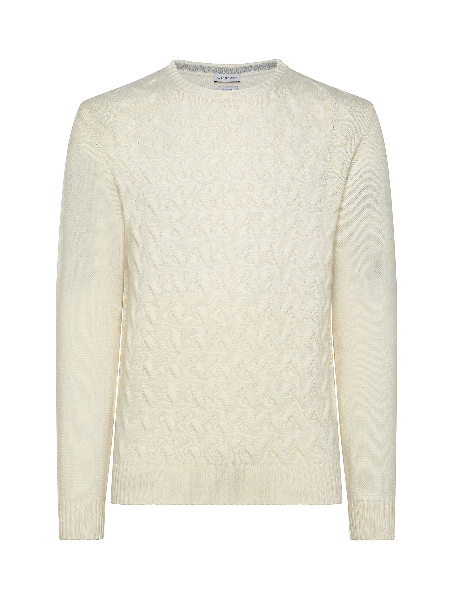 Crewneck sweater with noble fibers, White Cream, large image number 0