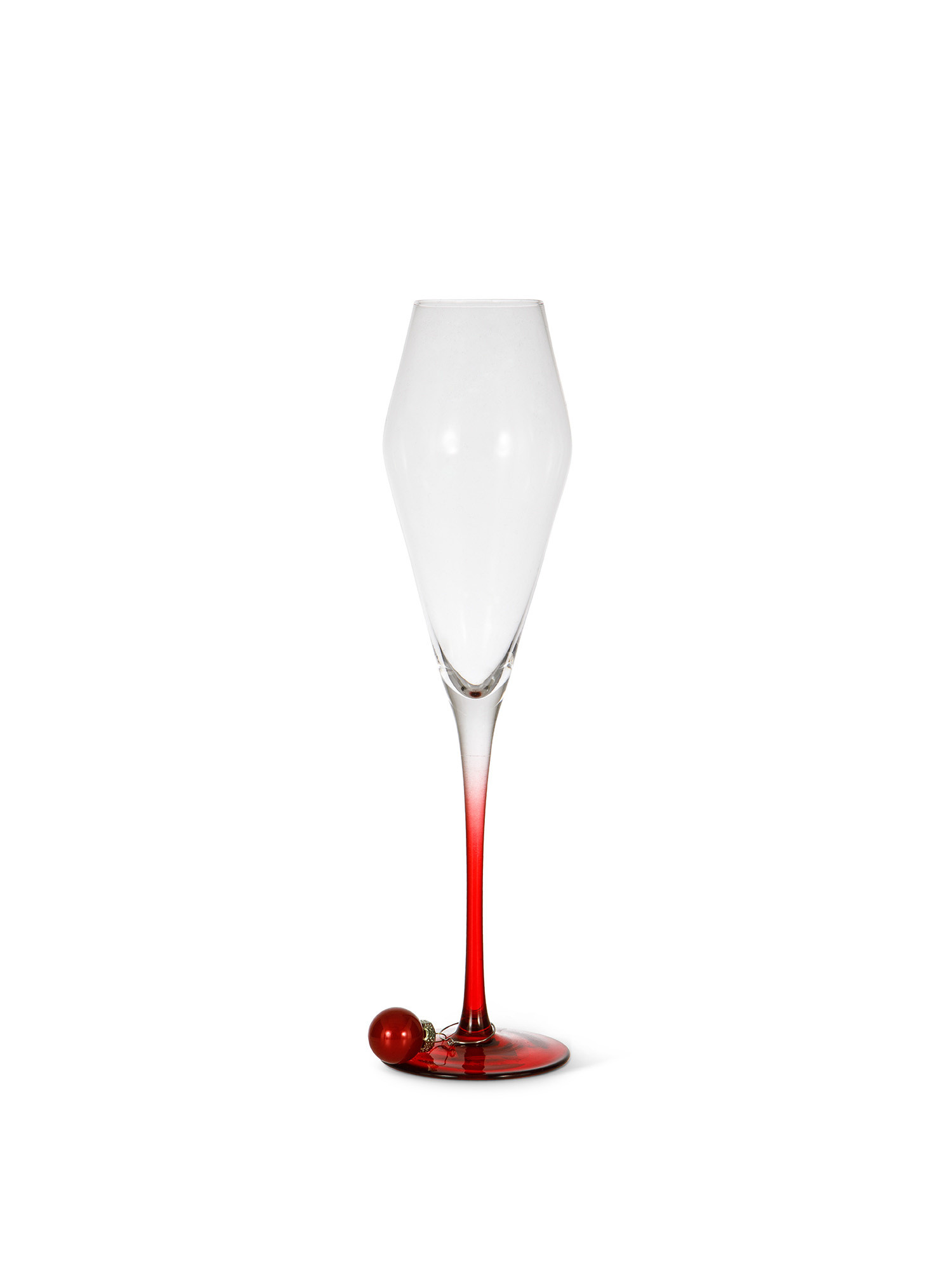 Glass flute with red stem, Red, large image number 0