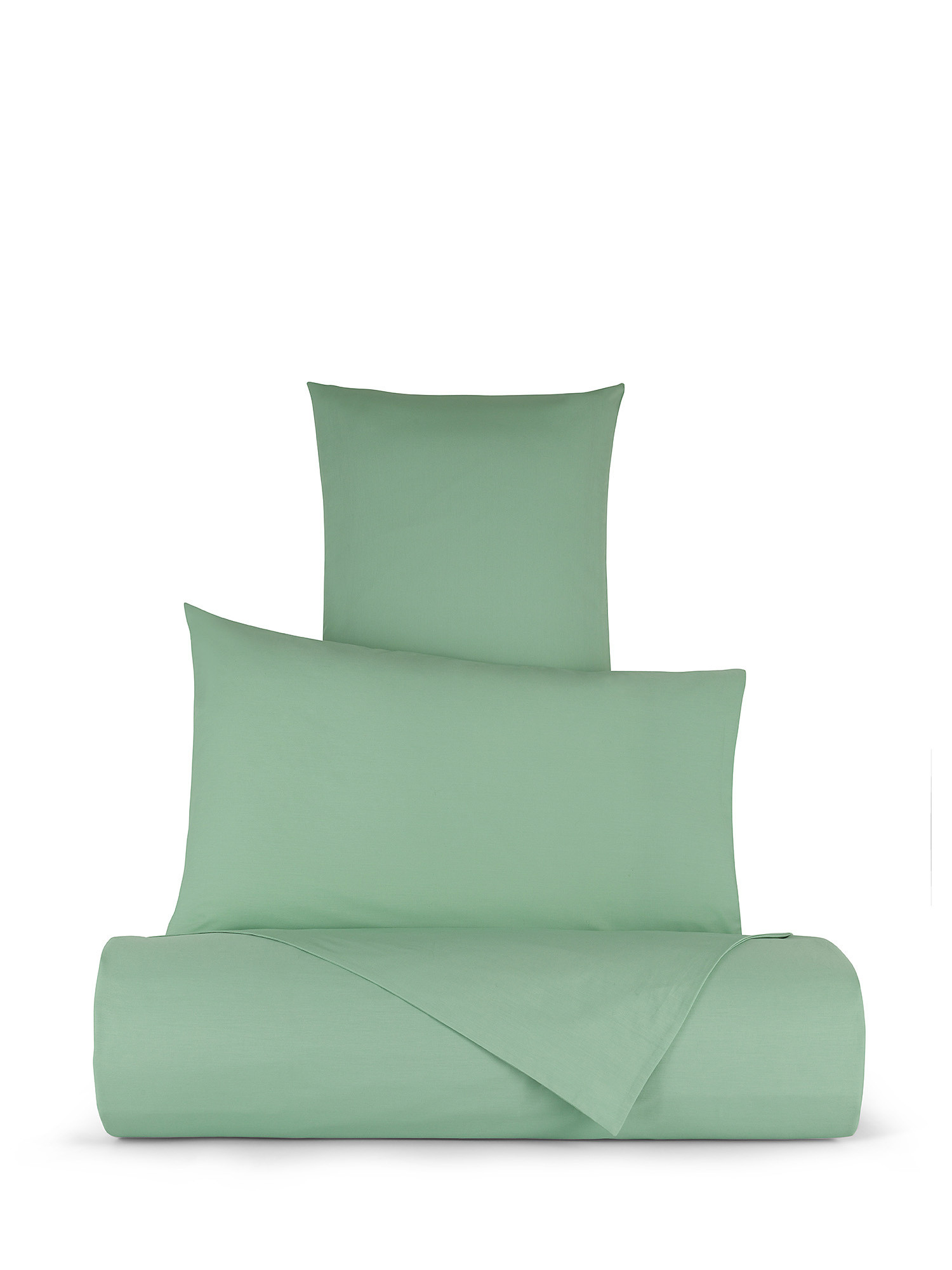 Solid color percale cotton duvet cover set, Light Green, large image number 0