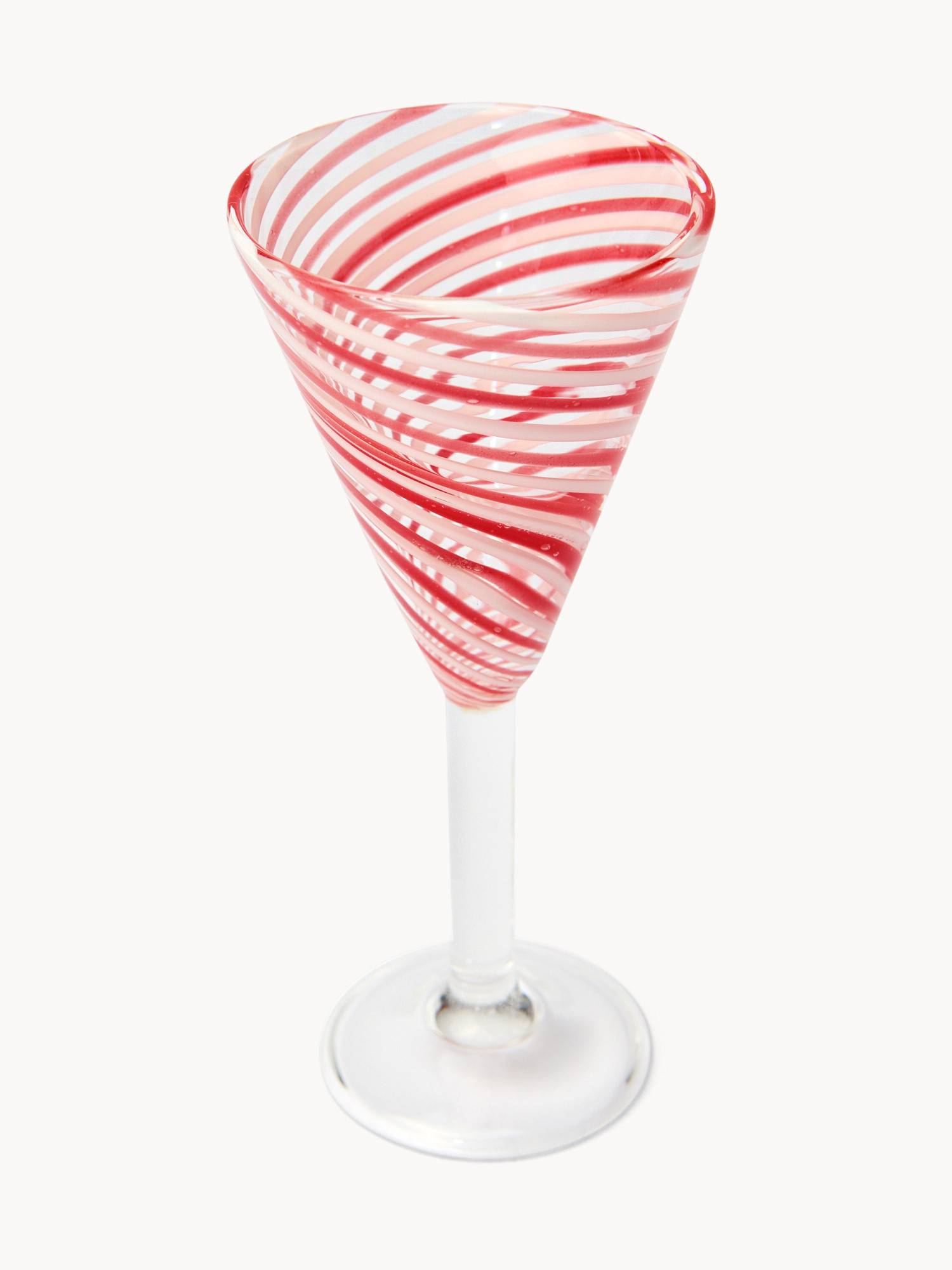 Set of 6 Mini Striped Borosilicate Glass Goblets, Transparent, large image number 1