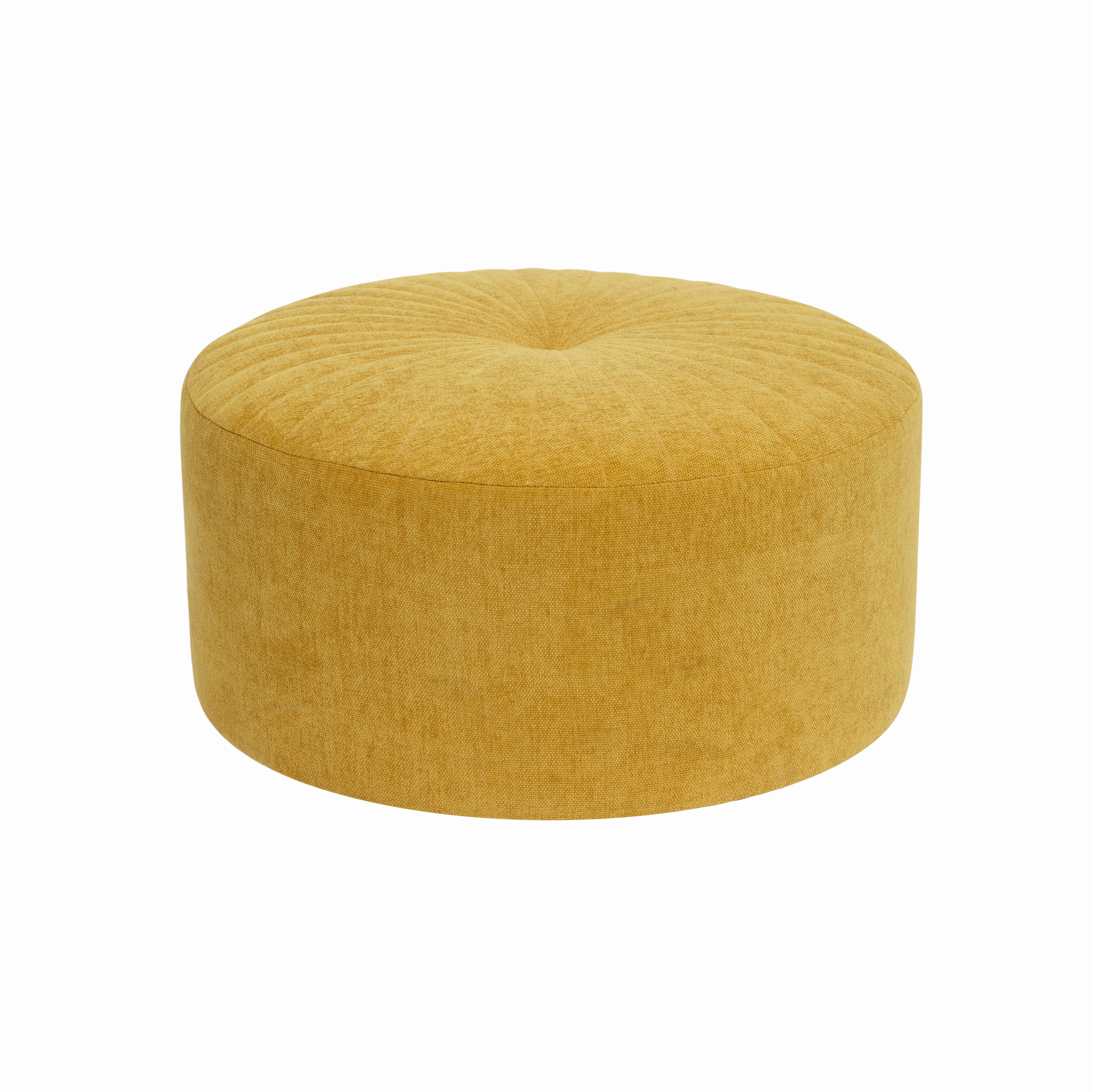 Round pouf in Sun chenille, Yellow, large image number 0