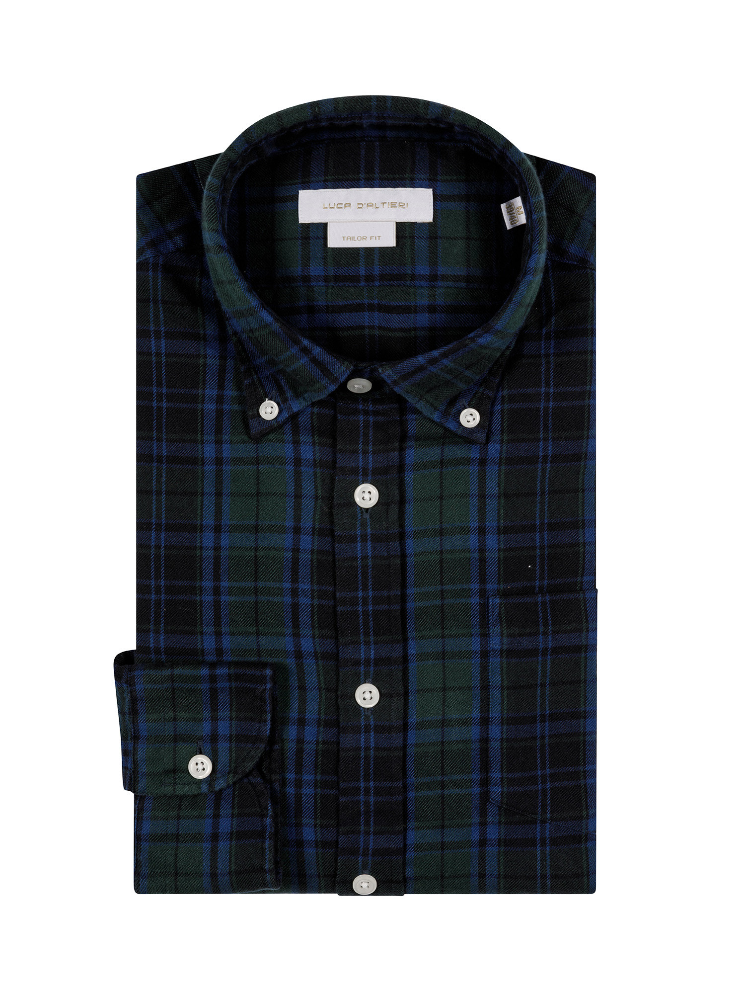 Camicia tailor fit in morbida flanella di cotone organico, Blu, large image number 2