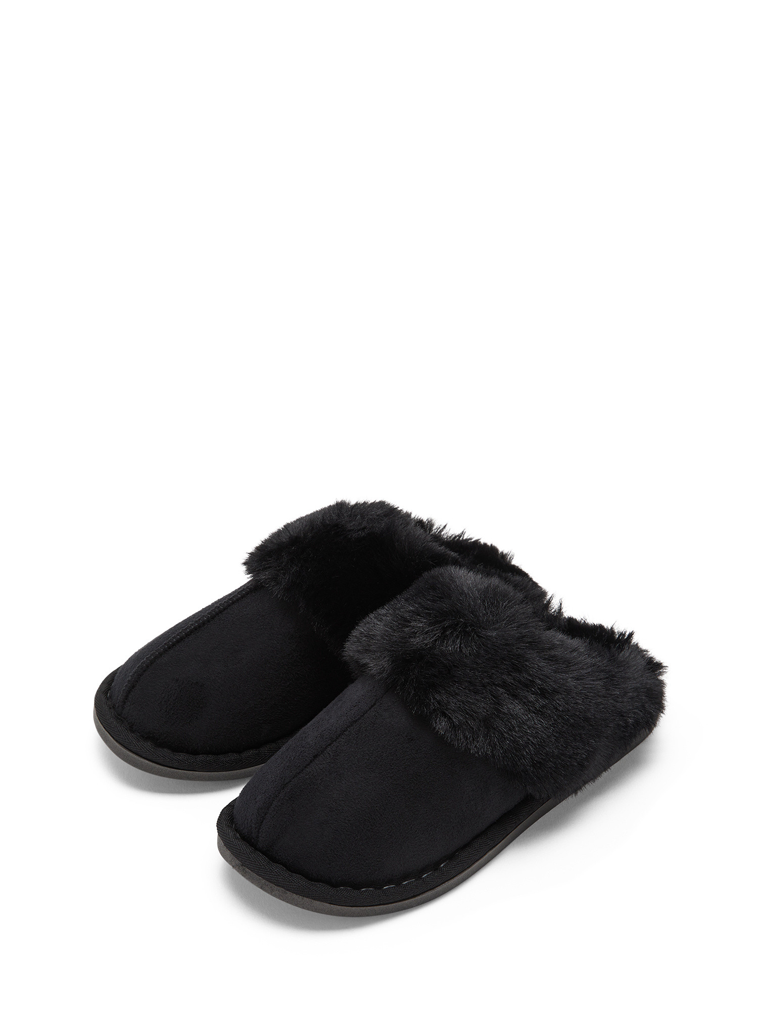 Fluffy slippers, Black, large image number 1