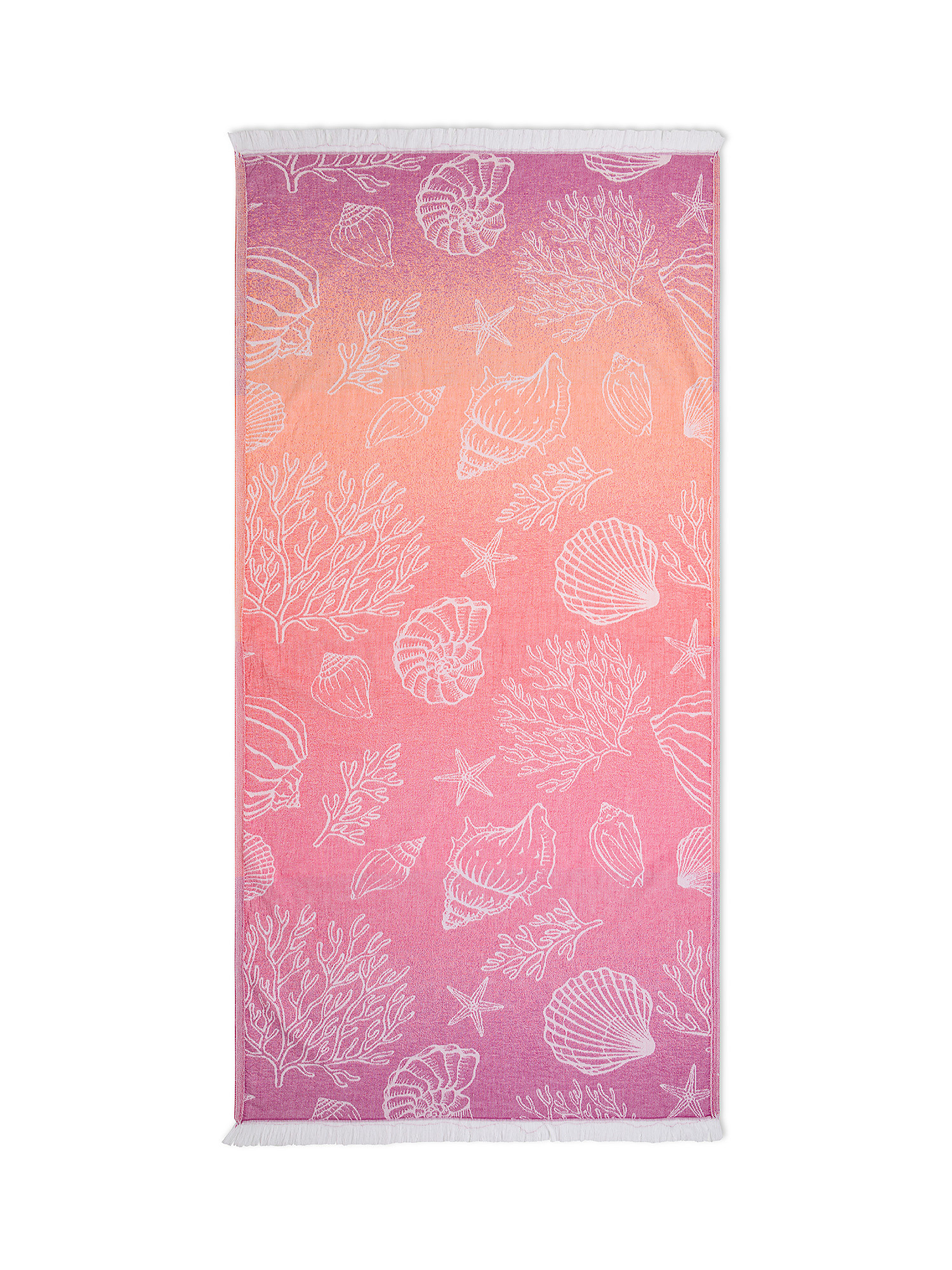 Marine motif cotton hammam towel, Pink, large image number 0