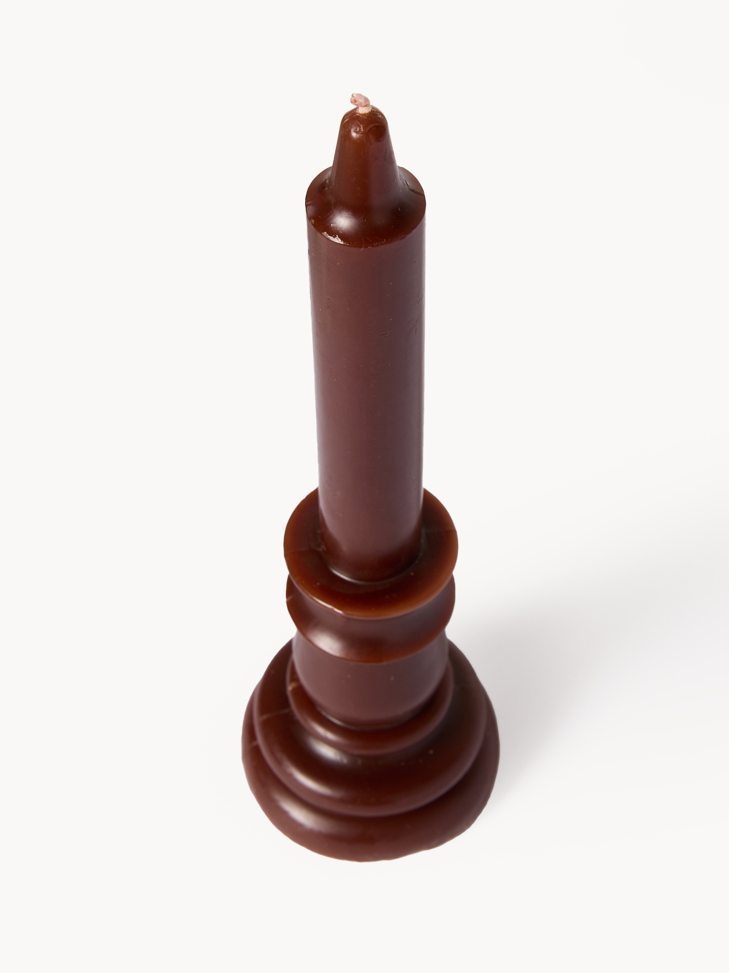 Candle with wax candle holder, Brown, large image number 1