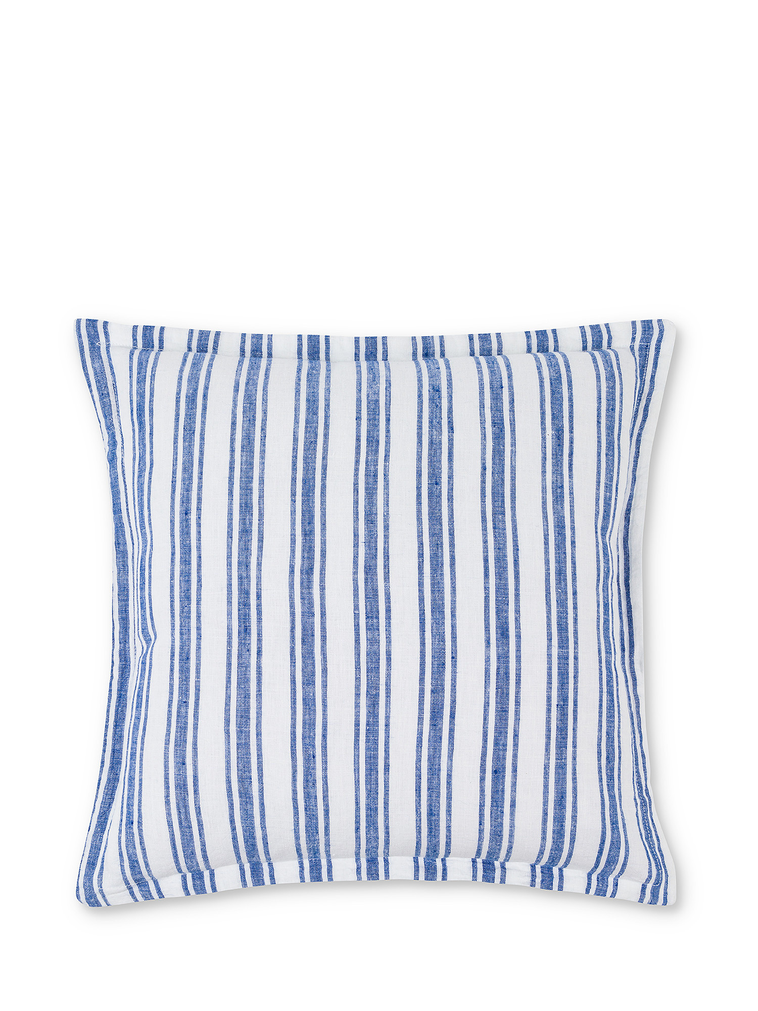 Cuscino puro lino a righe 45x45cm, Azzurro, large image number 0