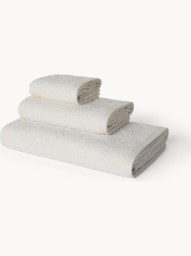 Asciugamano con fantasia floreale in puro cotone velour - Prezzo di lancio