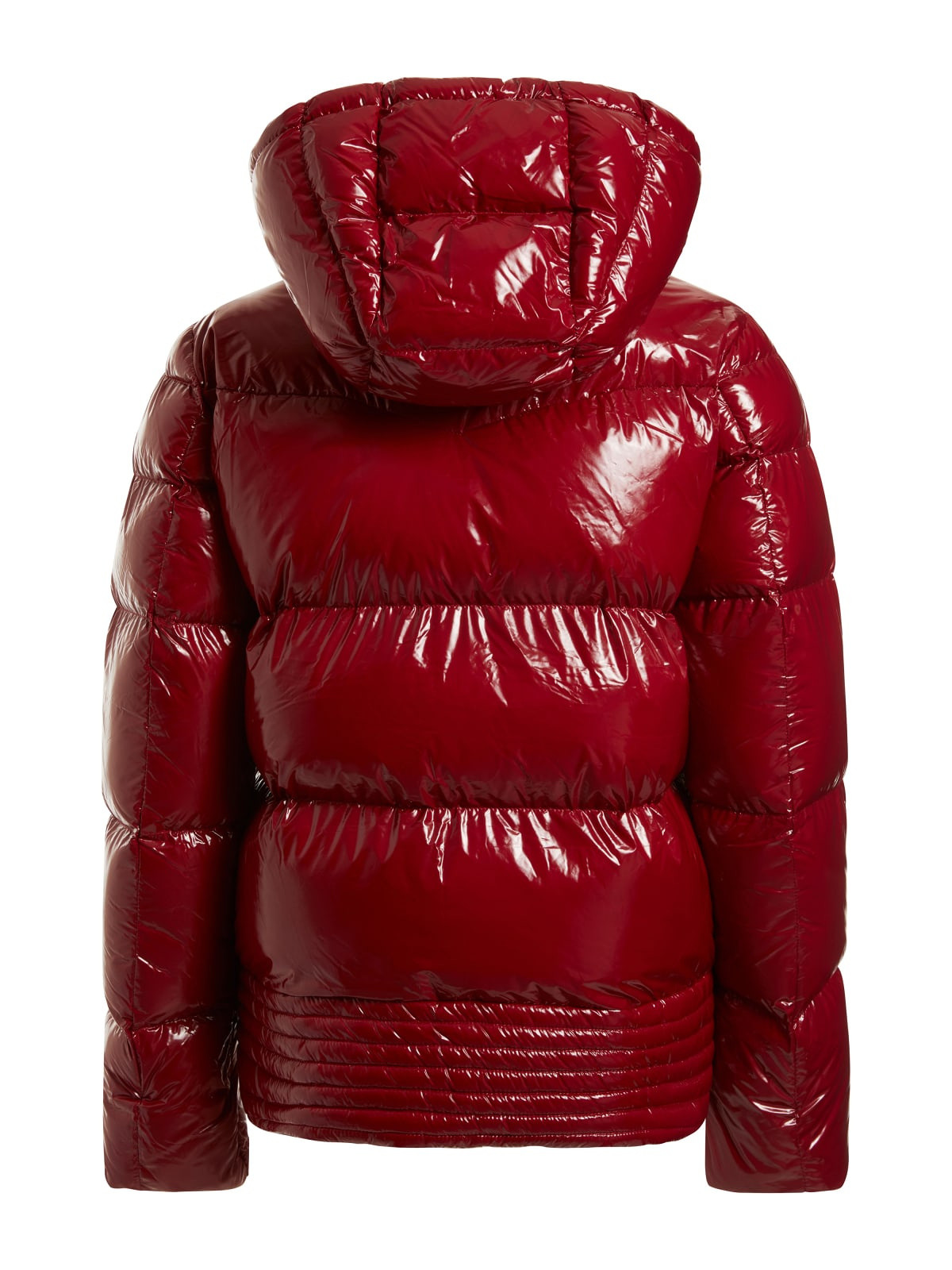 Shiny nylon down jacket with hood, Red, large image number 1