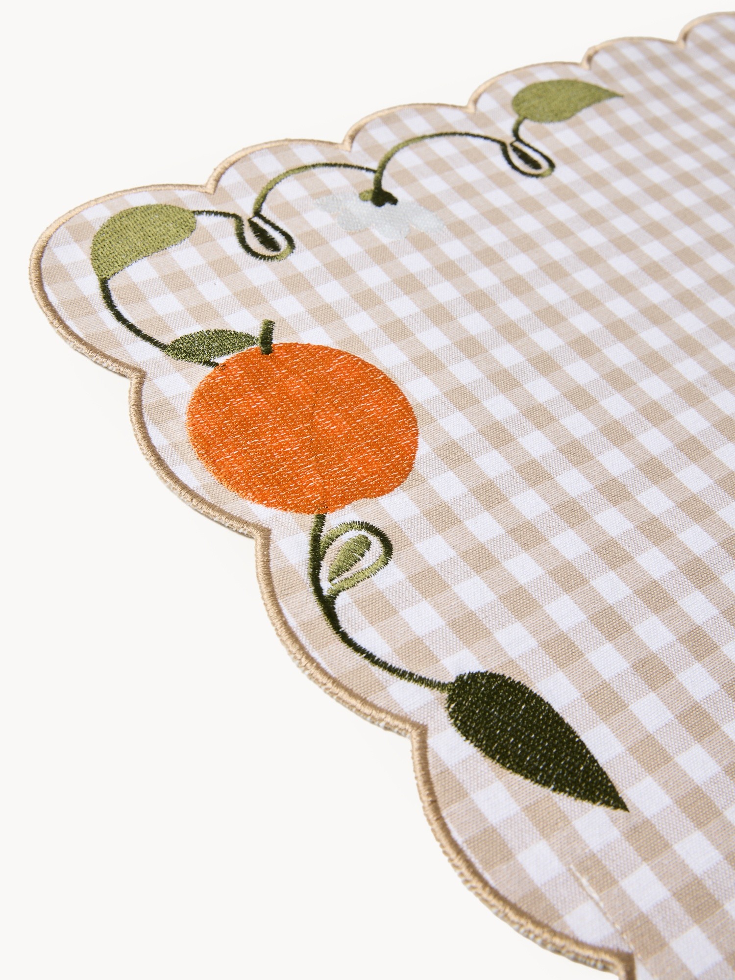 Embroidered gingham cotton placemat, Multicolor, large image number 1