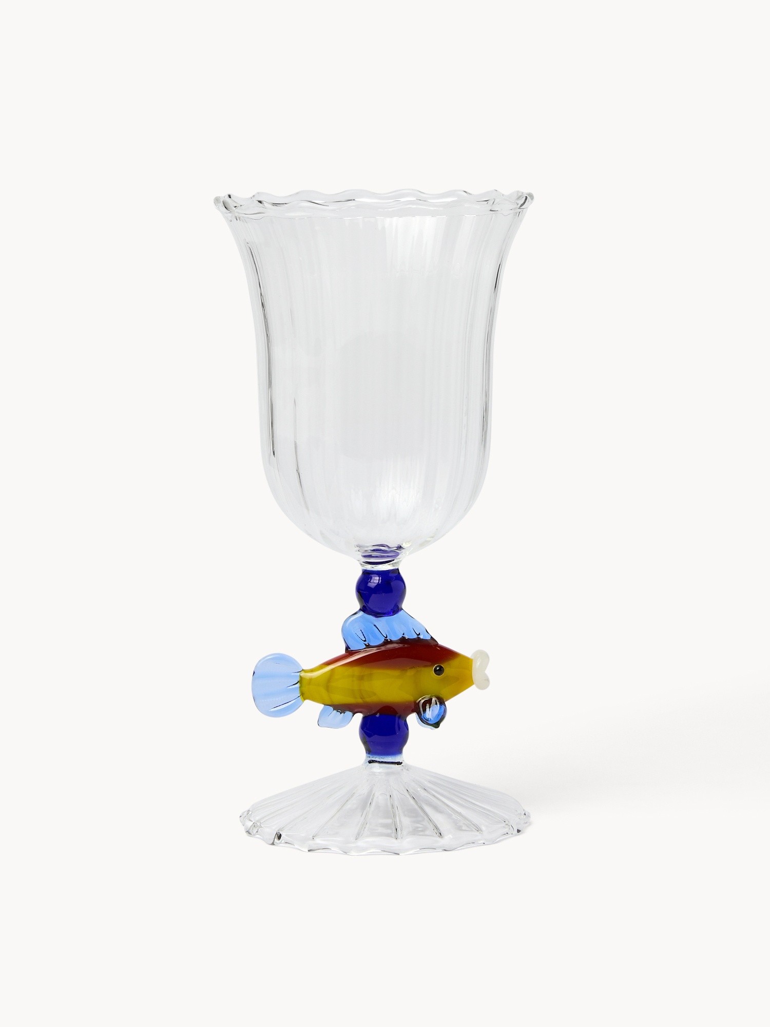 Calice in vetro dettaglio pesce, Trasparente, large image number 0