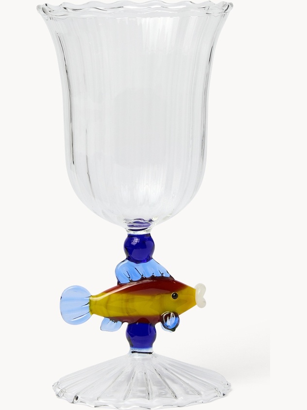 Calice in vetro dettaglio pesce