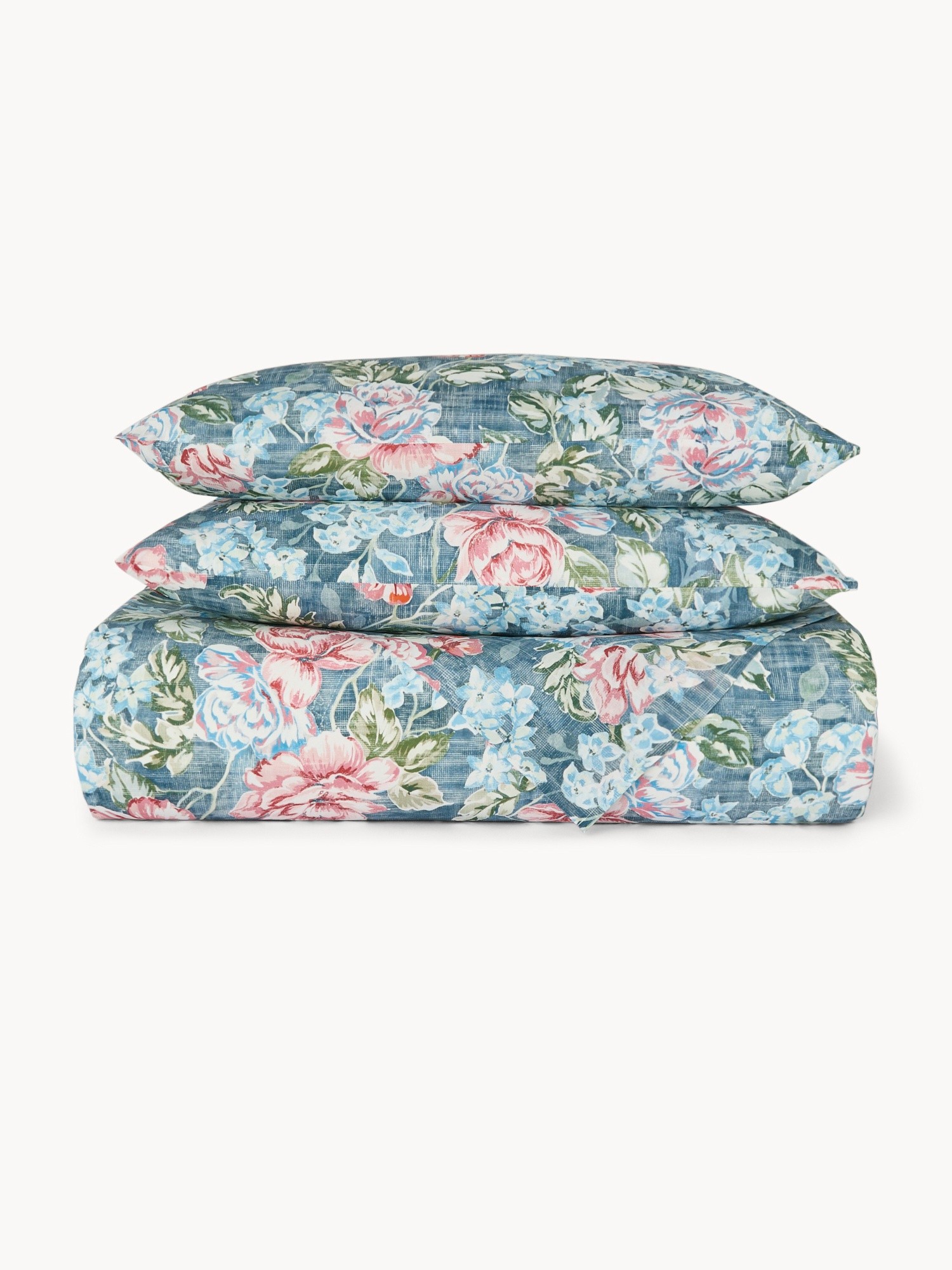 Parure lenzuolo in puro cotone fantasia floreale - Prezzo di lancio, Blu, large image number 0