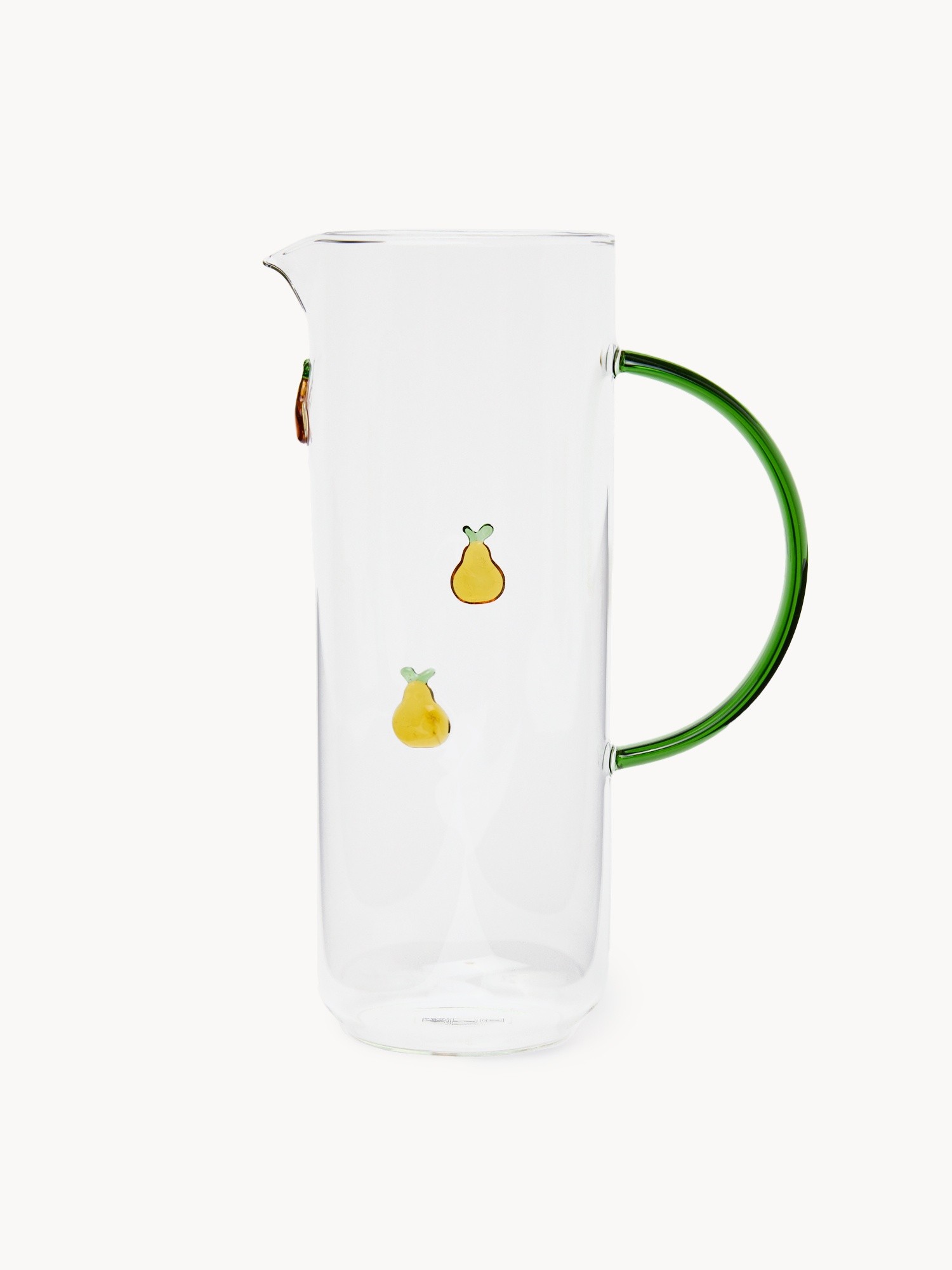 Caraffa in vetro borosilicato dettaglio pere, Trasparente, large image number 0