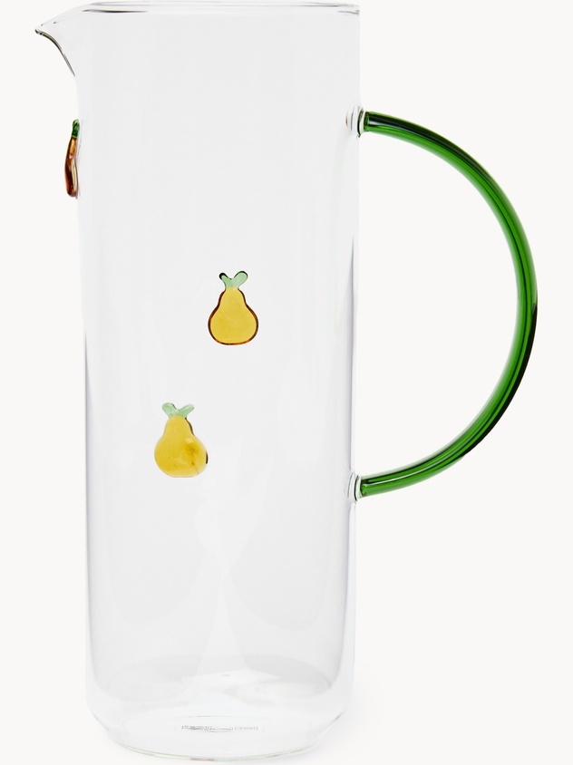 Caraffa in vetro borosilicato dettaglio pere
