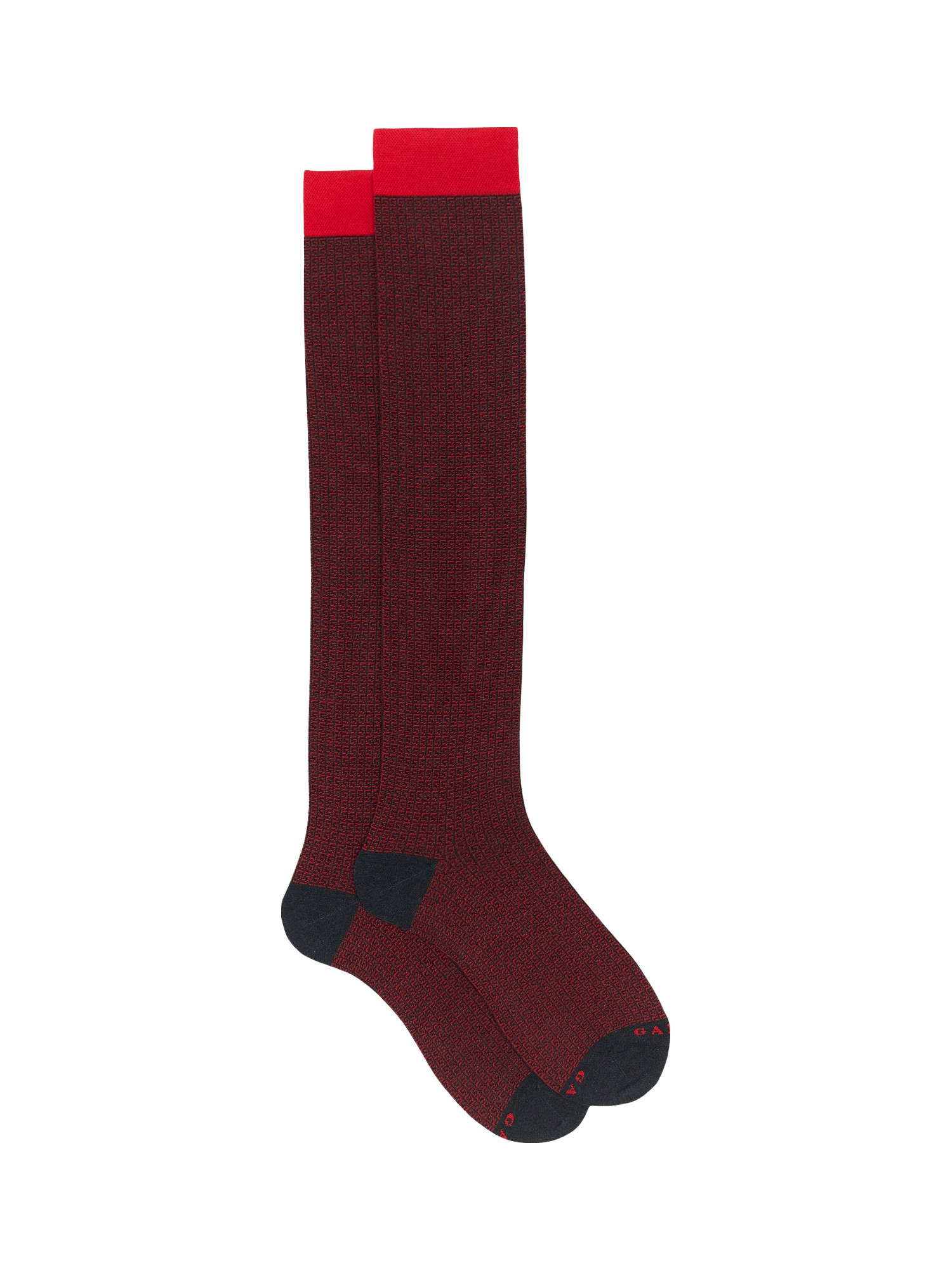 Long patterned sock with G icon, Black, large image number 0