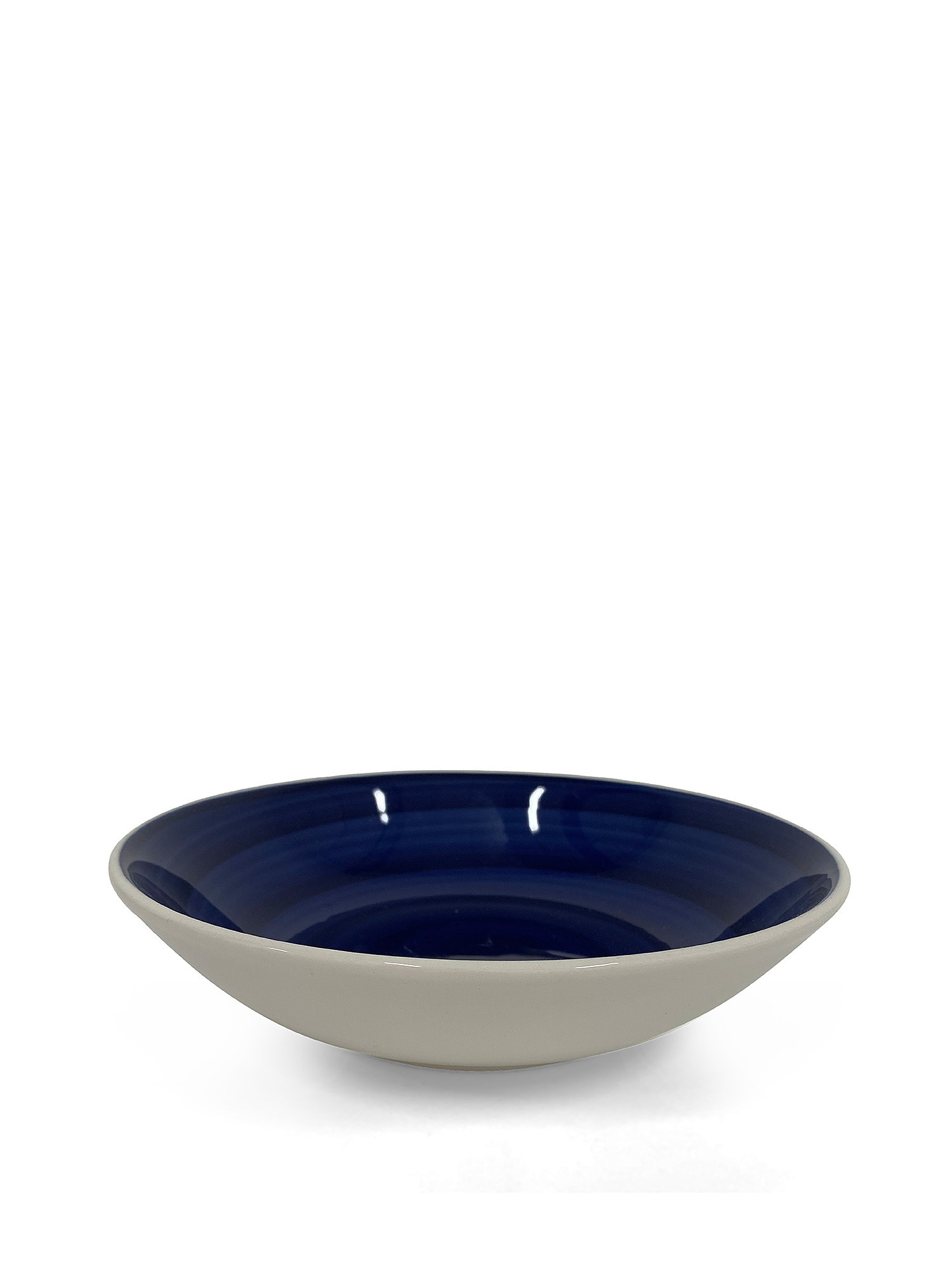 Piatto fondo ceramica dipinta a mano Spirale, Blu, large image number 0