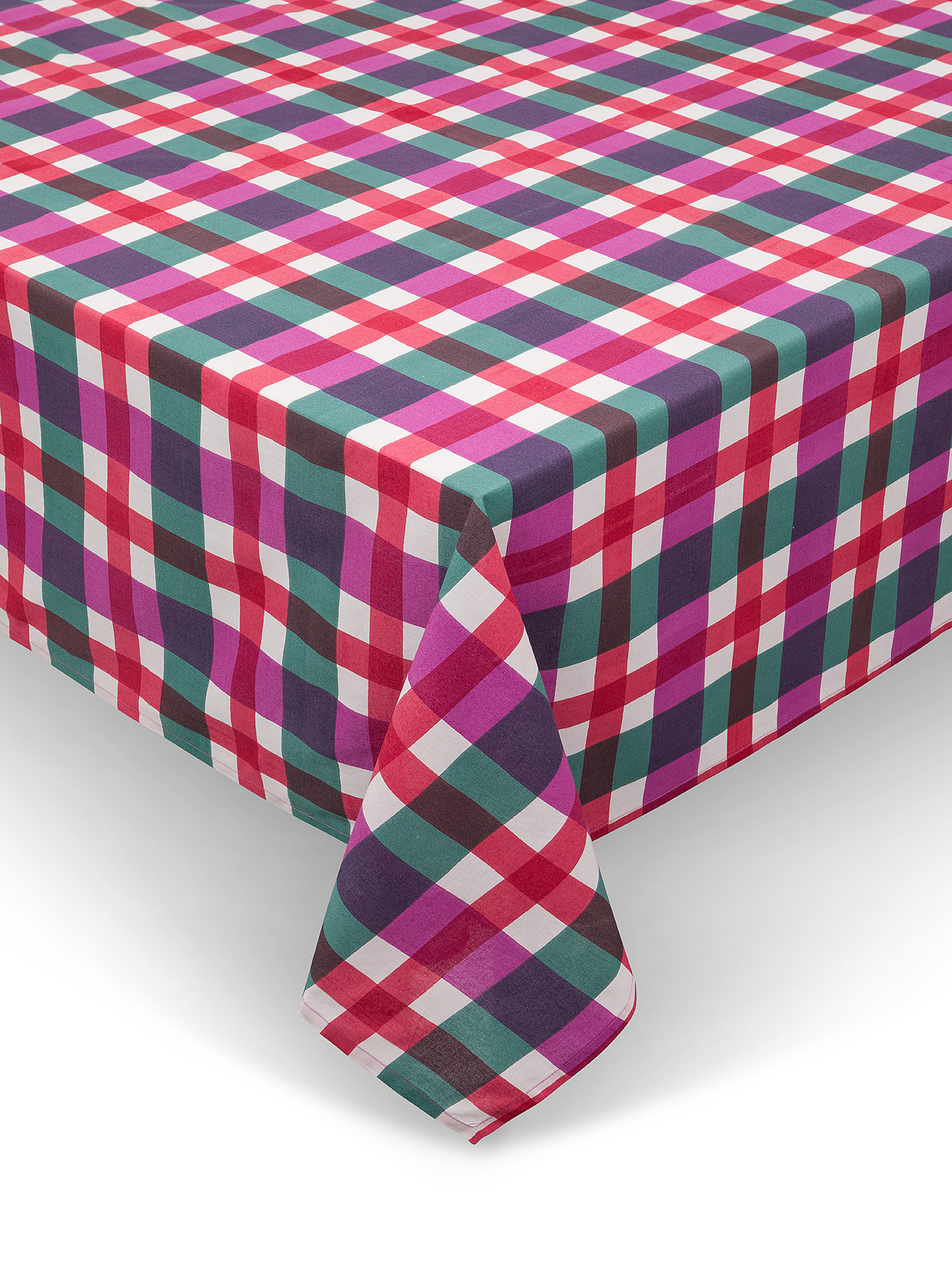 Pure cotton check print tablecloth, Red, large image number 0