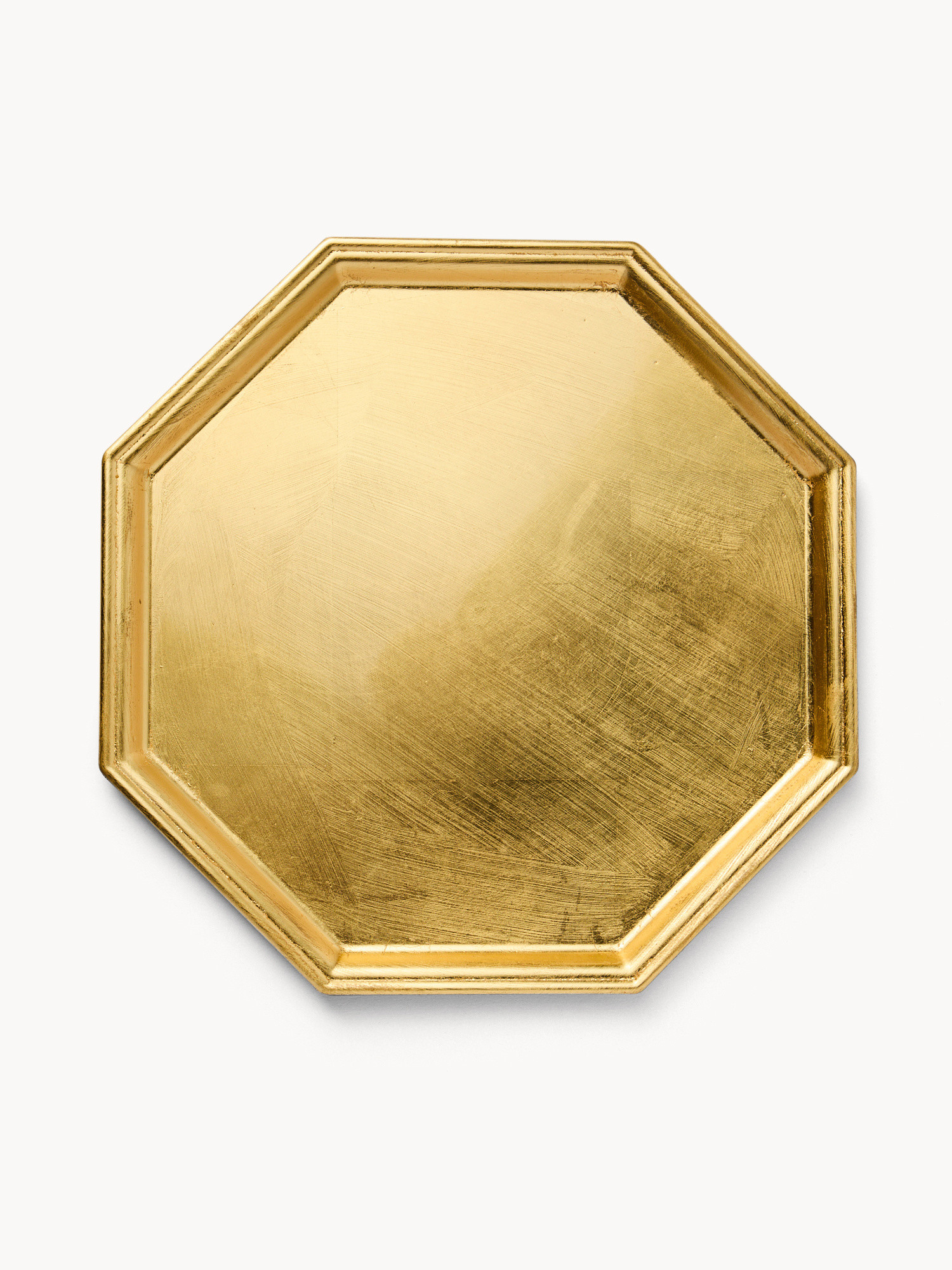 Octagonal gold-finish tray, Gold, large image number 0