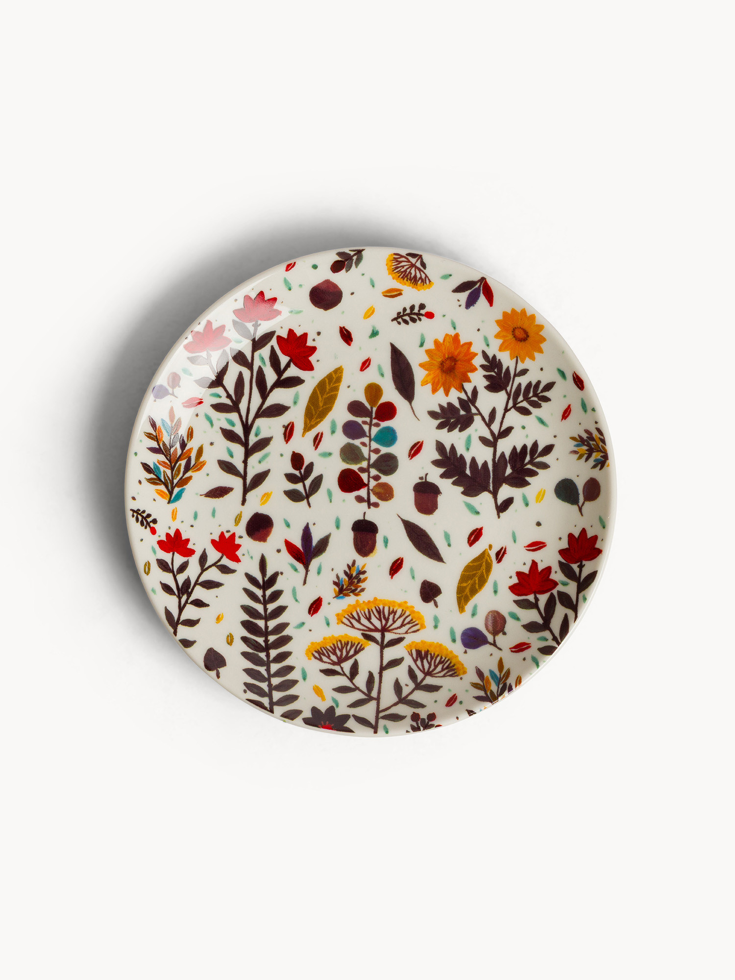 Piatto pane in stoneware motivo foglioline, Multicolor, large image number 0
