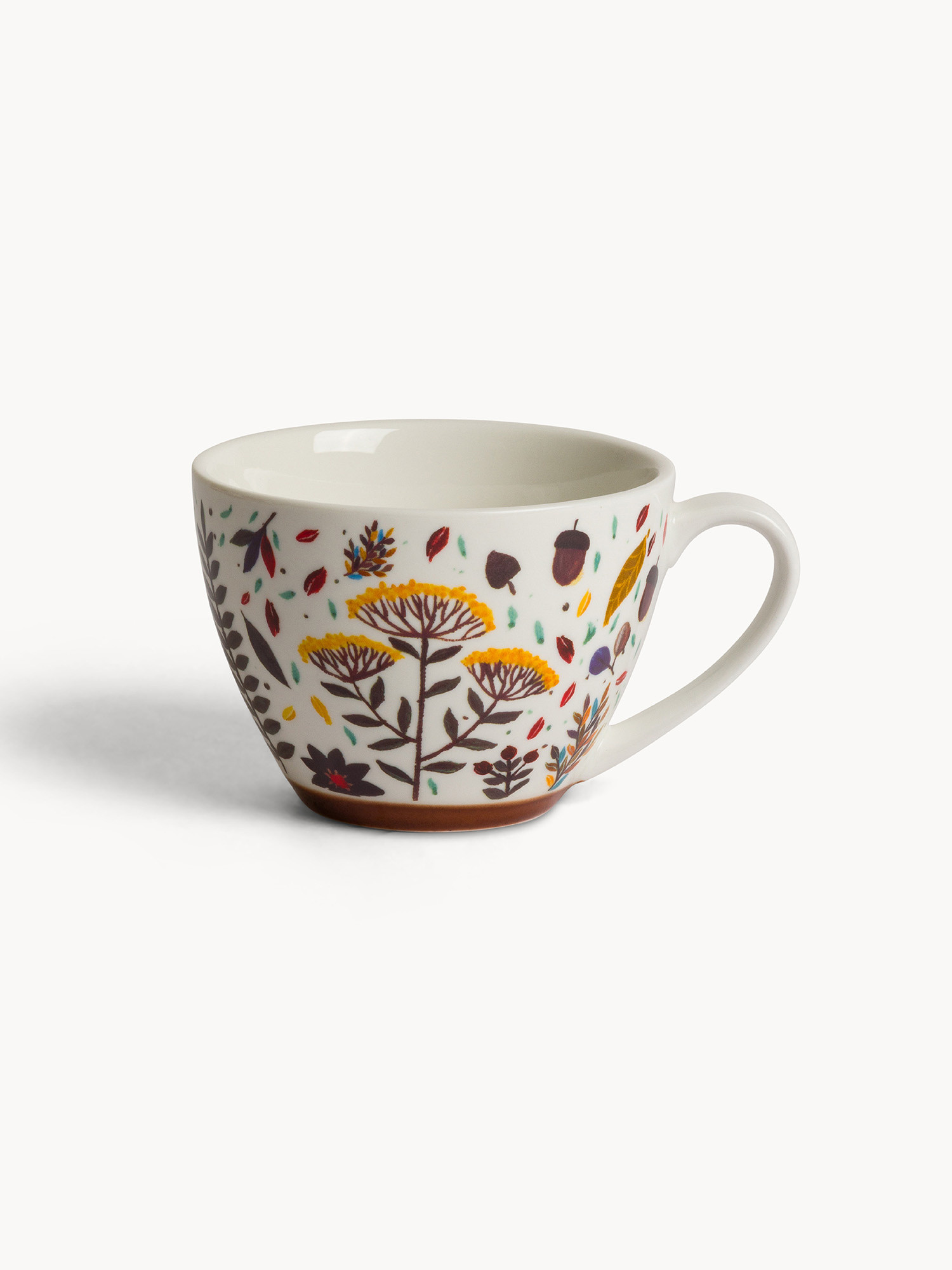 Tazza colazione in stoneware motivo foglioline, Multicolor, large image number 0