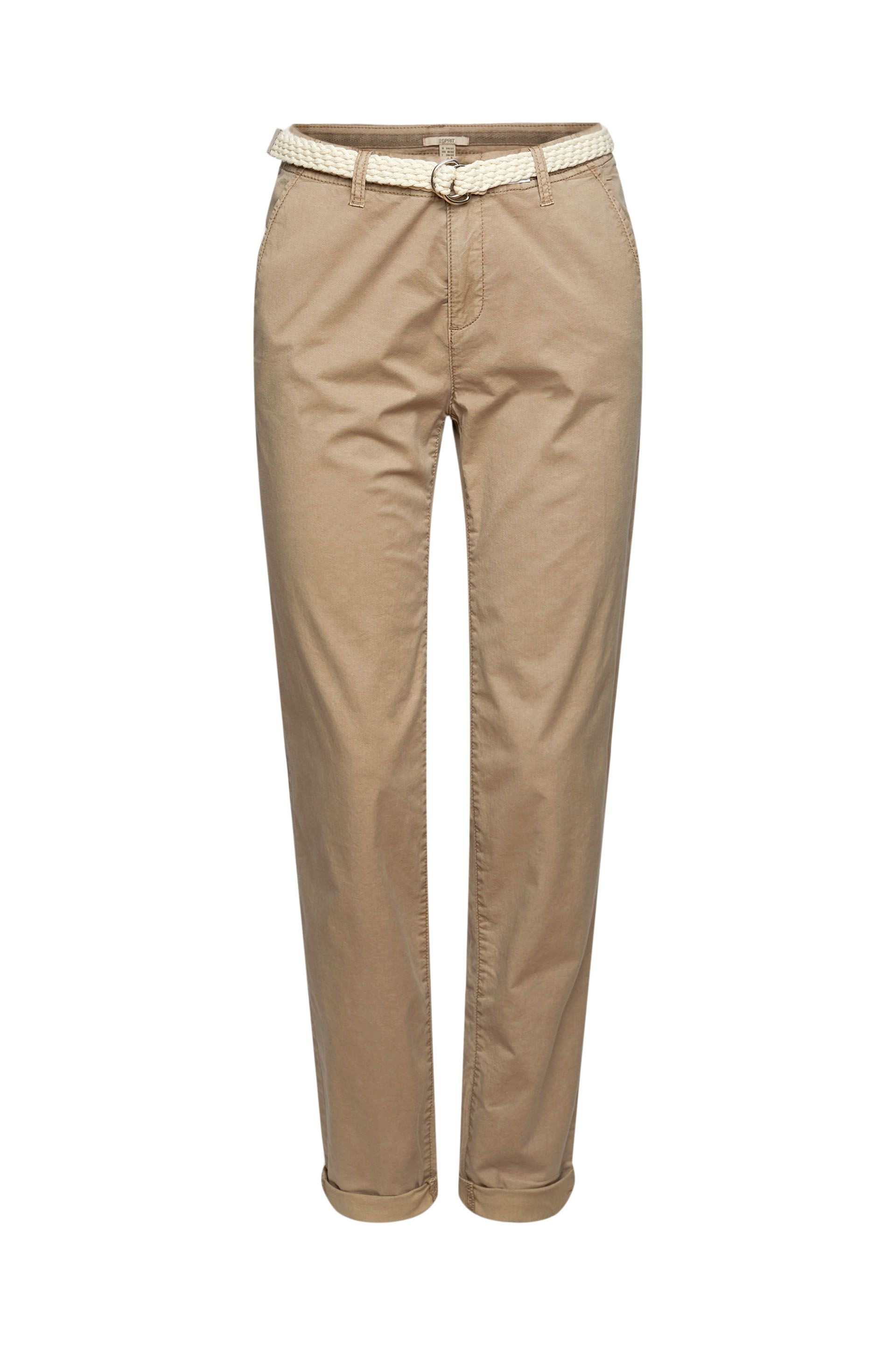 Chino trousers with woven belt, Nougat Beige, large image number 0