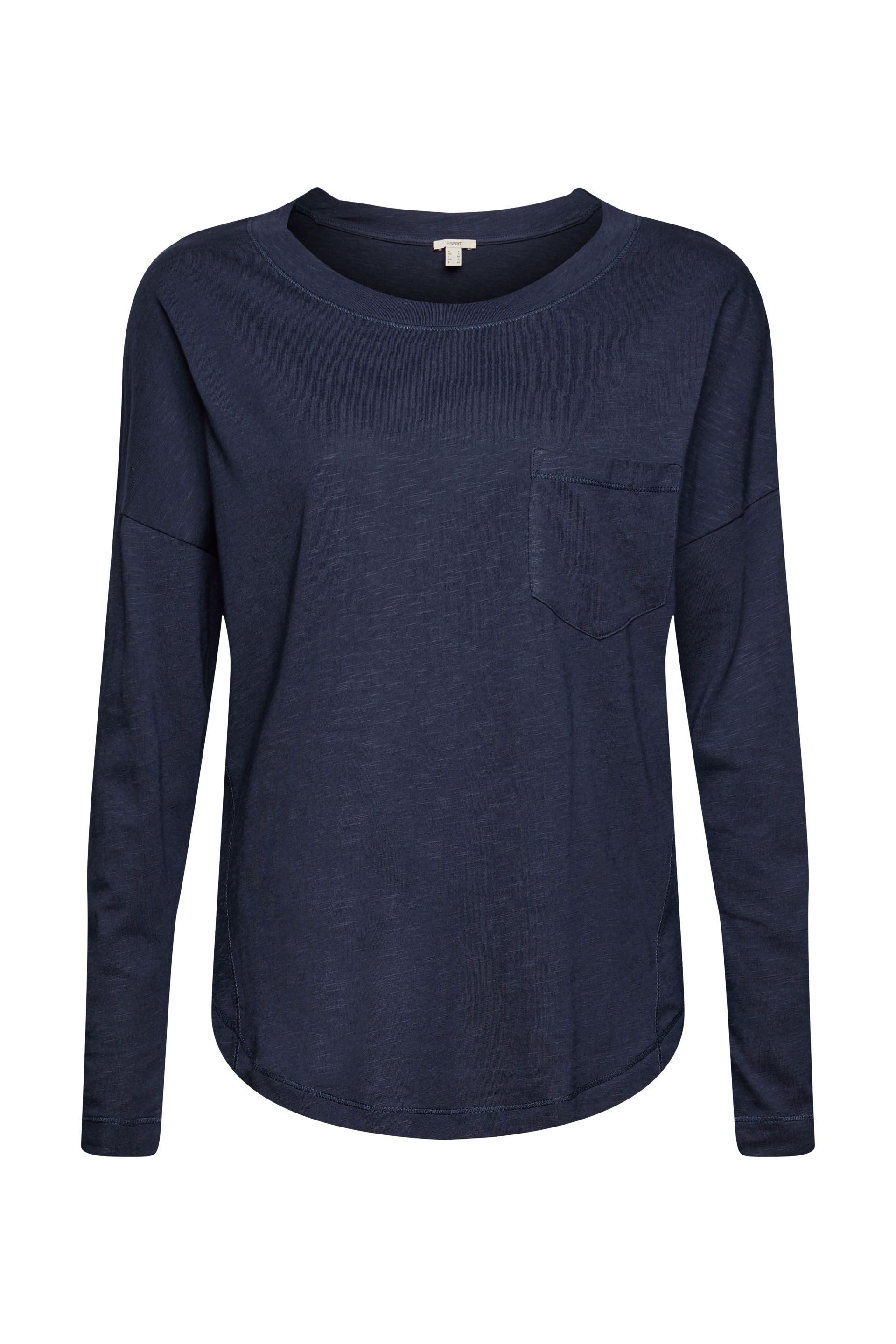 Long-sleeved T-shirt with pocket, Blue, large image number 0