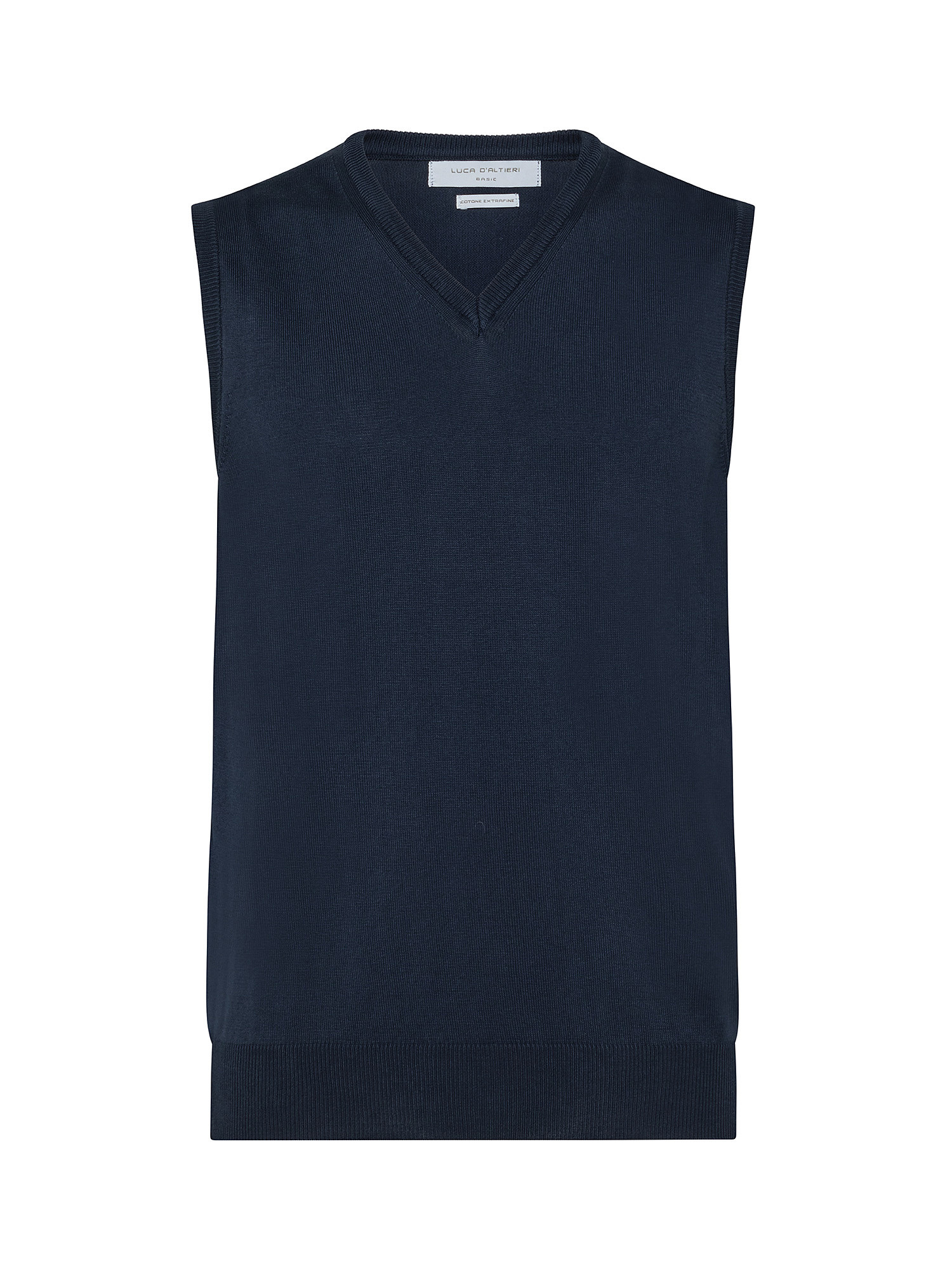 Solid color cotton V-neck vest, Dark Blue, large image number 0