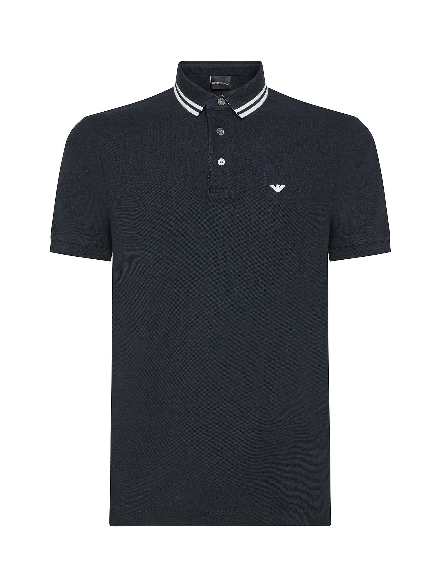 Emporio Armani - Cotton polo shirt with embroidered logo, Dark Blue, large image number 0