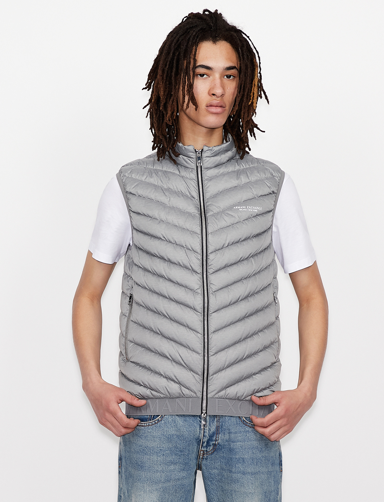 Armani Exchange - Padded sleeveless down jacket, Dark Grey, large image number 2