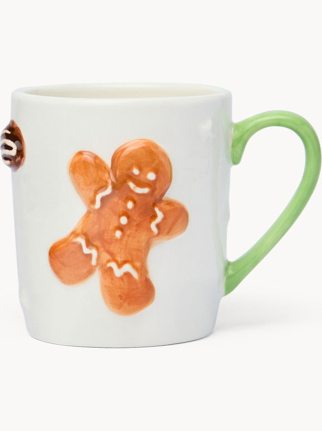 Mug in ceramica con gingerbread in rilievo