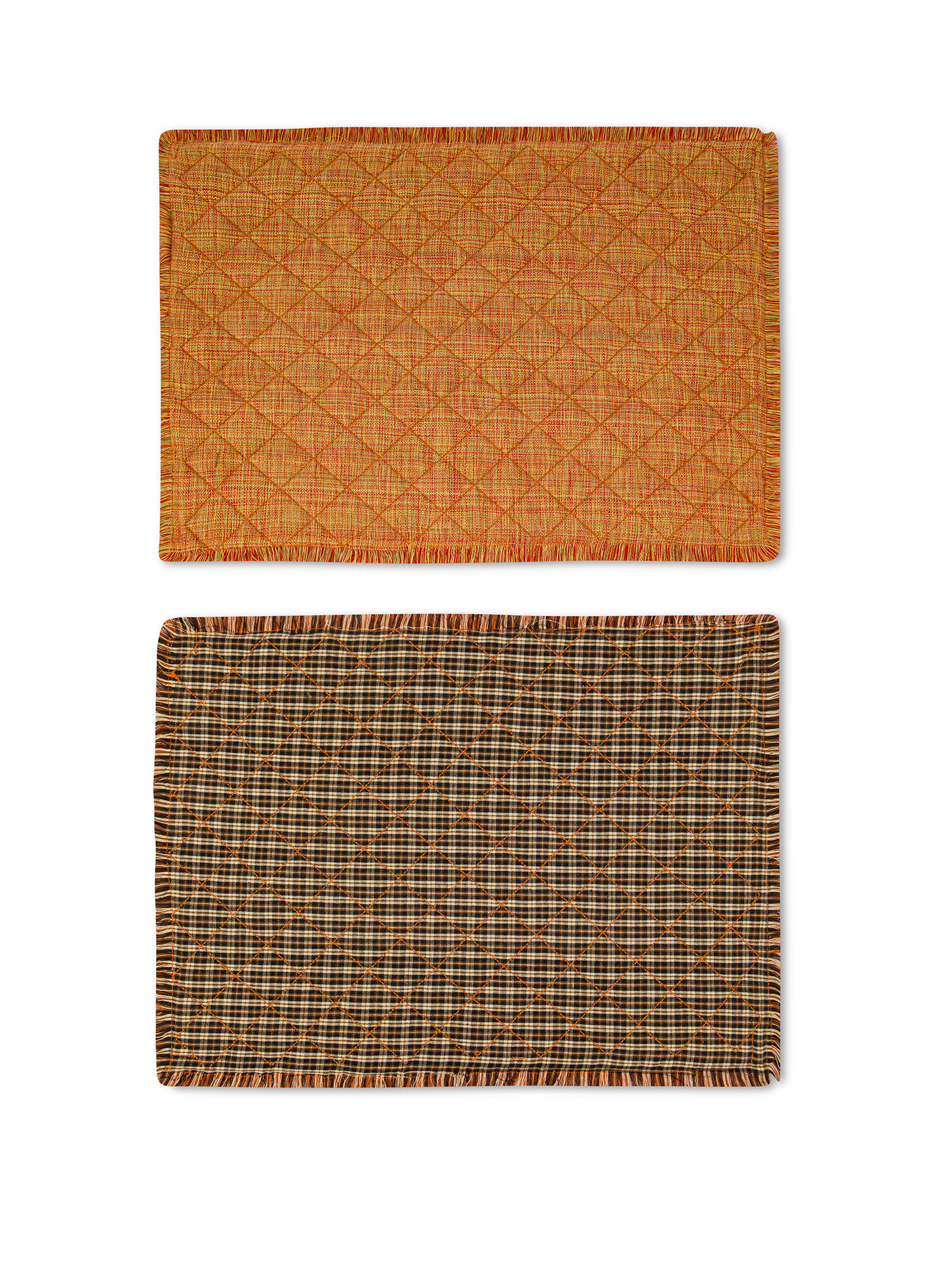 Cotton placemat with fringes, Orange, large image number 0