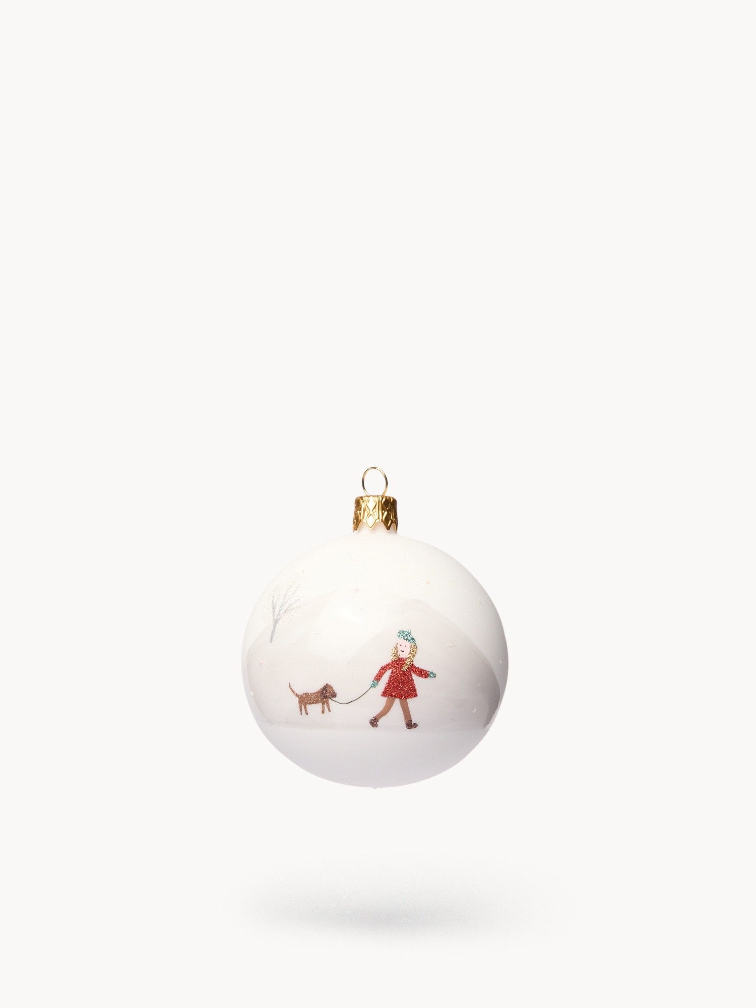 Mouth-blown glass decoration,hand-decorated by European artisans, White, large image number 0