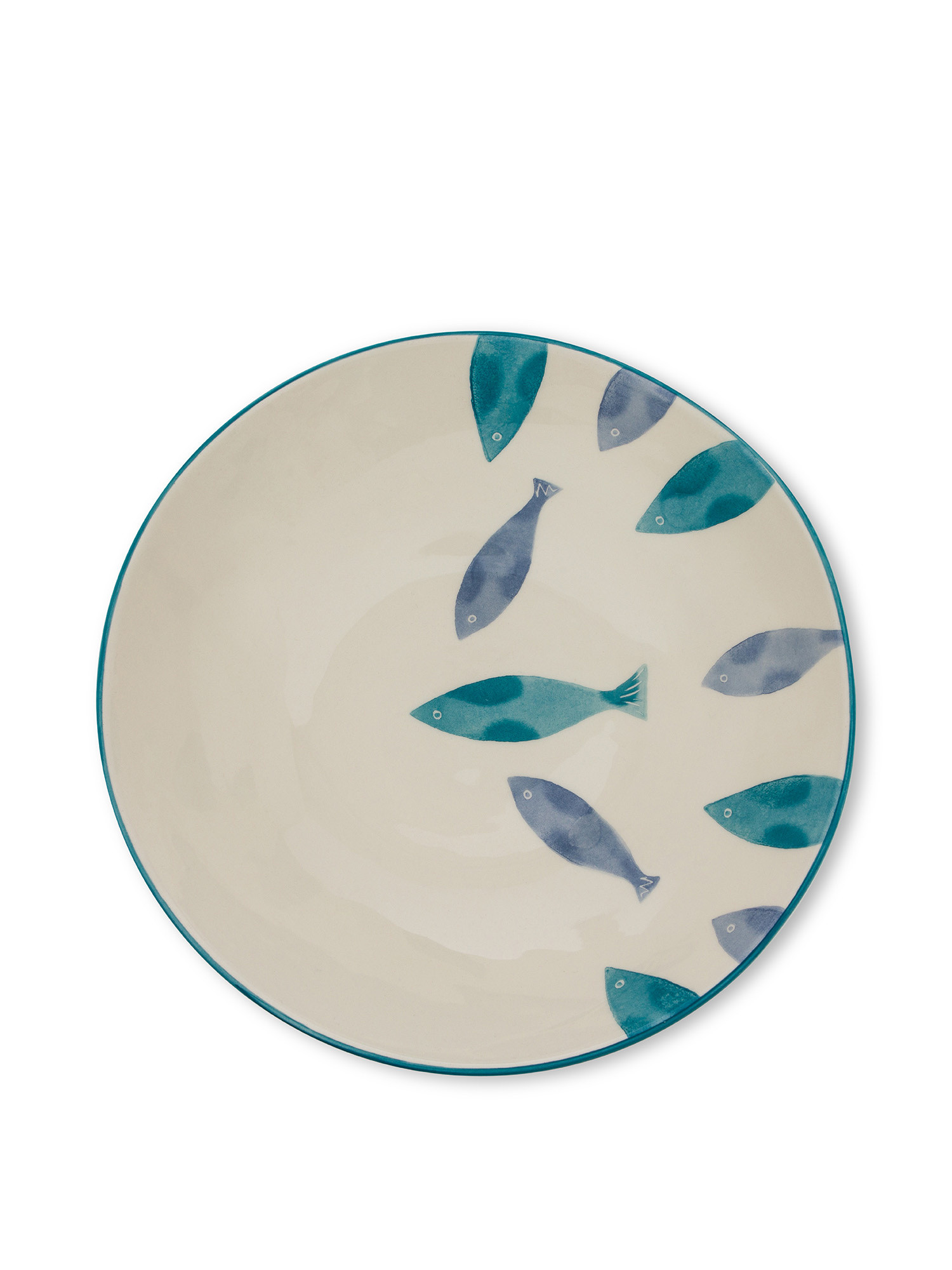 Insalatiera decorazione pesci, Bianco/Blu, large image number 1