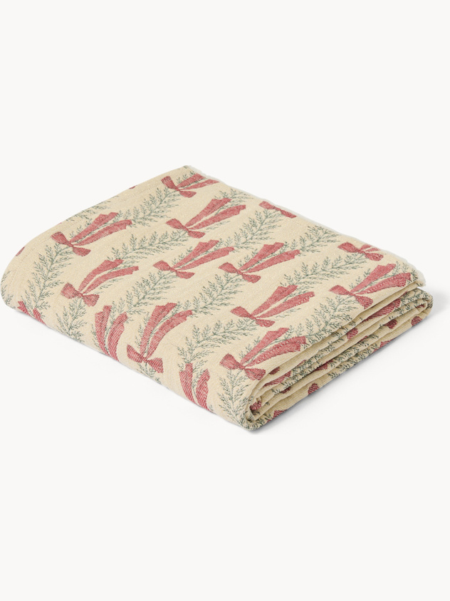 Plaid in garza di cotone motivo fiocchi