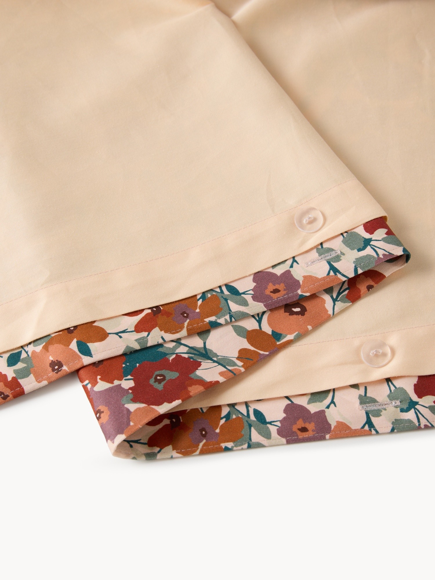 Copripiumino in raso di cotone fantasia floreale, Beige, large image number 0