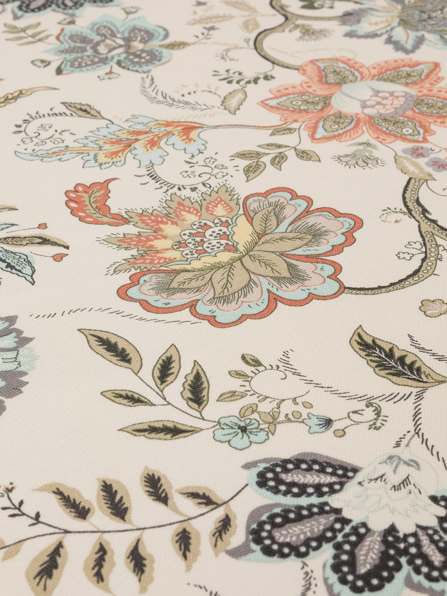 Cotton Panama runner with floral print, Beige, large image number 1