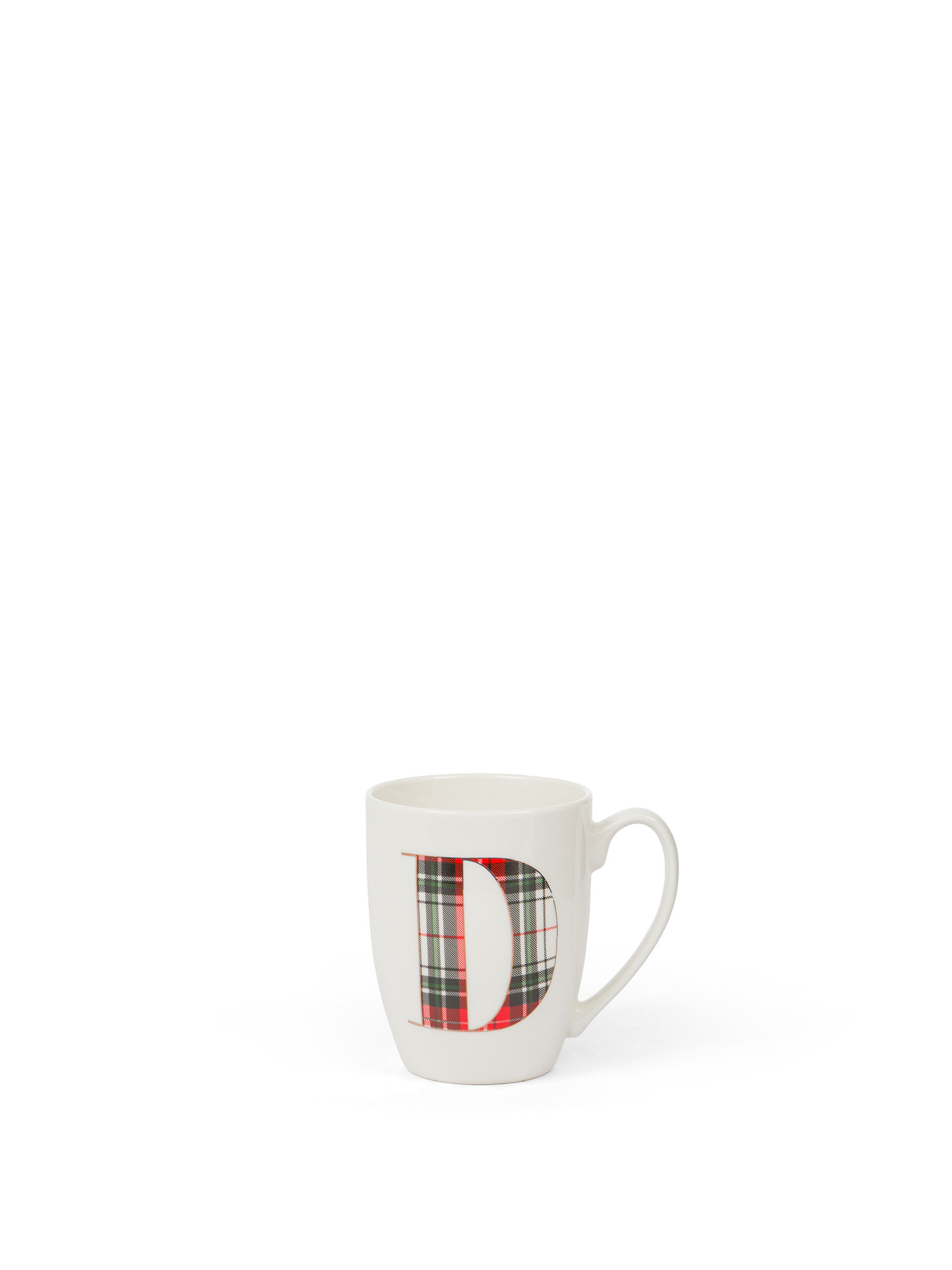 Tazza in porcellana lettera tartan, Bianco, large image number 0