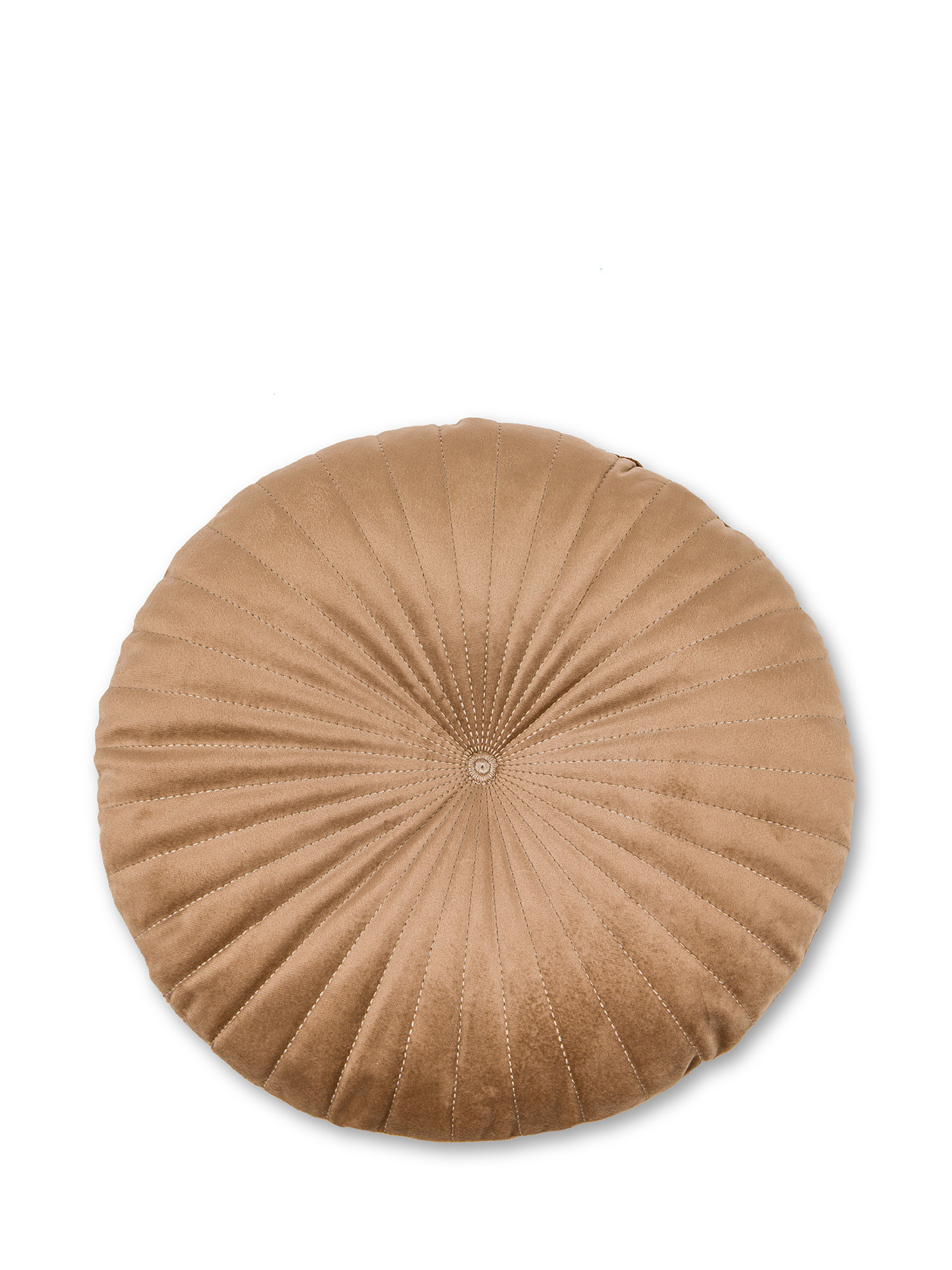 Round solid color velvet cushion, TAUPE, large image number 0