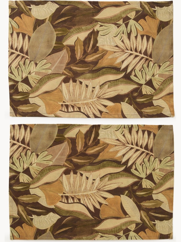 Set of 2 cotton panama placemats with foliage print