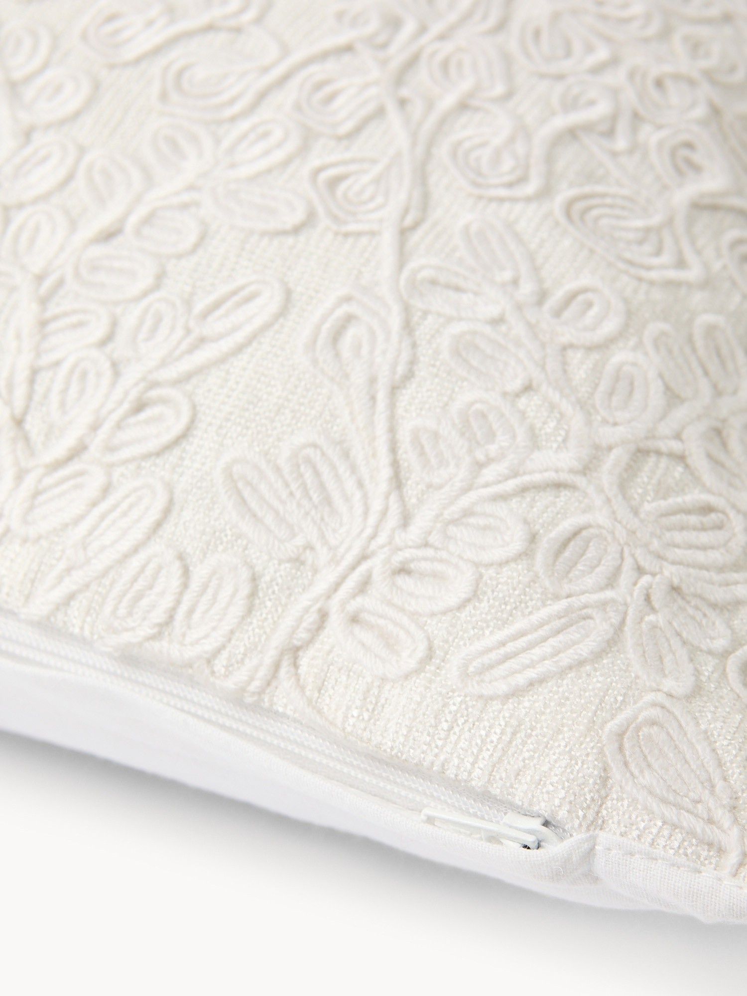 40x65 cm embroidered chenille pillow, White, large image number 2