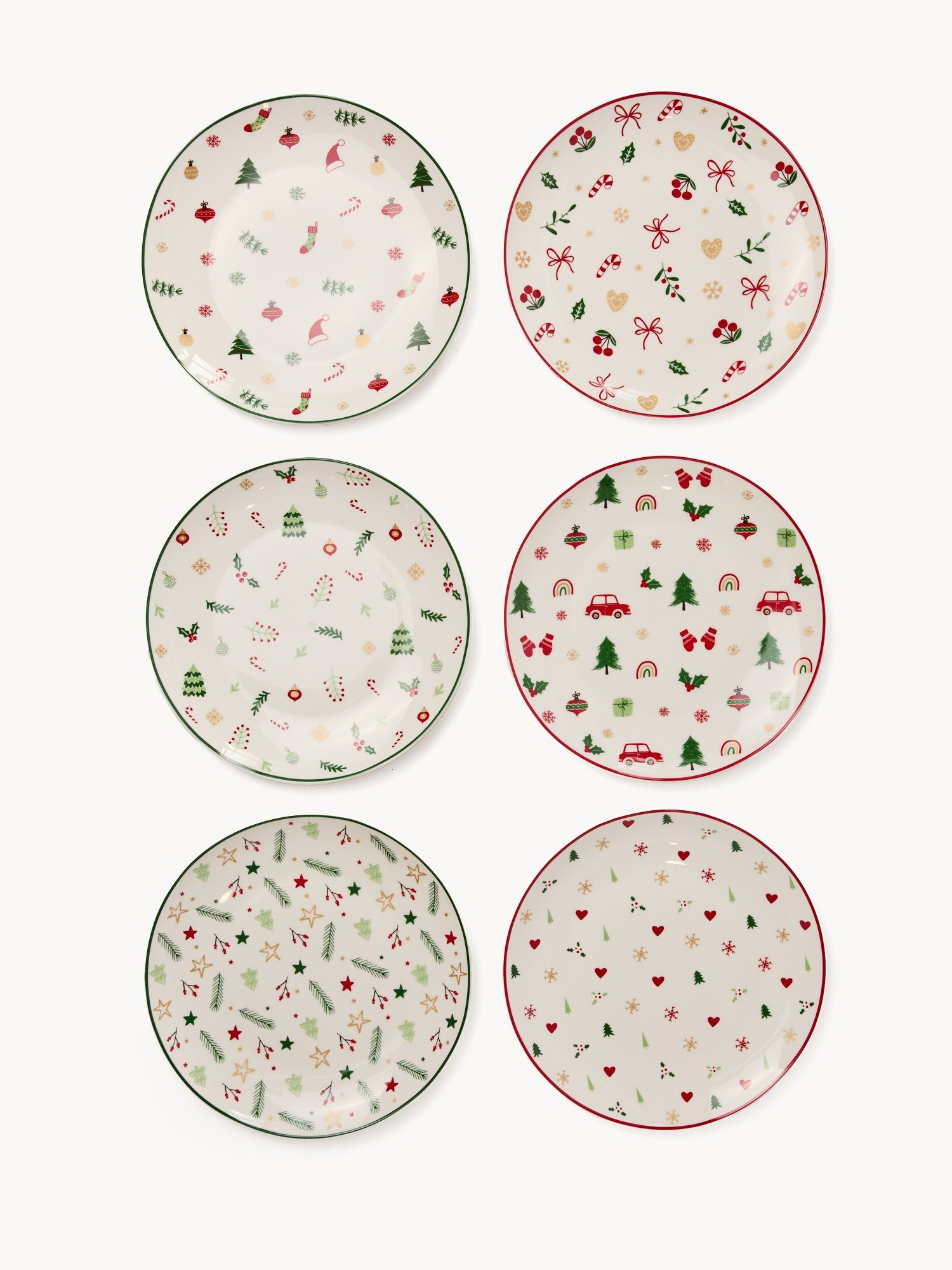 Set of 6 fruit plates in New Bone China with Christmas motifs, Multicolor, large image number 0