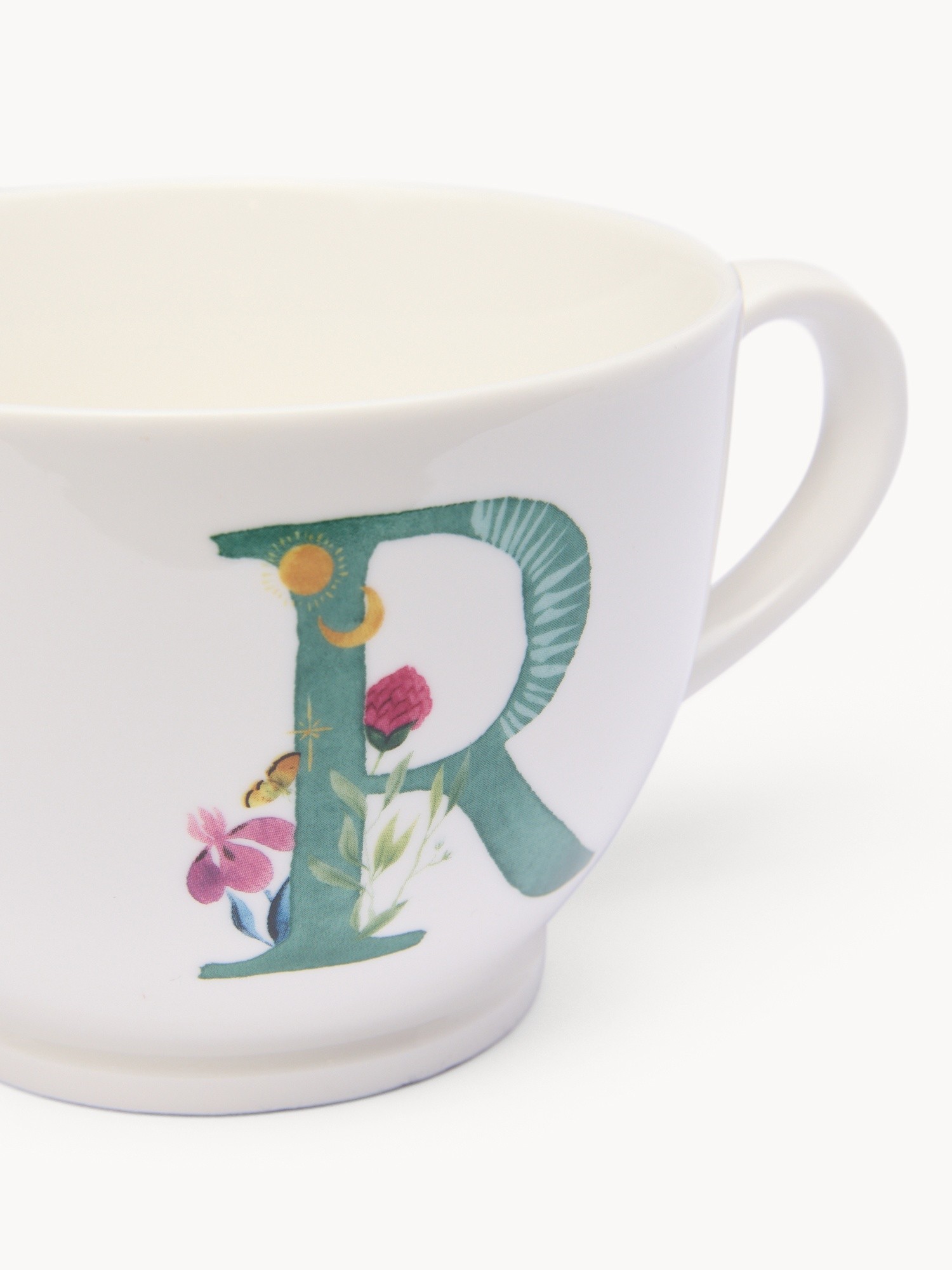 Tazza da colazione in new bone china lettera R, Bianco 1, large image number 0