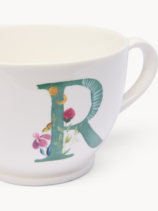 Tazza da colazione in new bone china lettera R