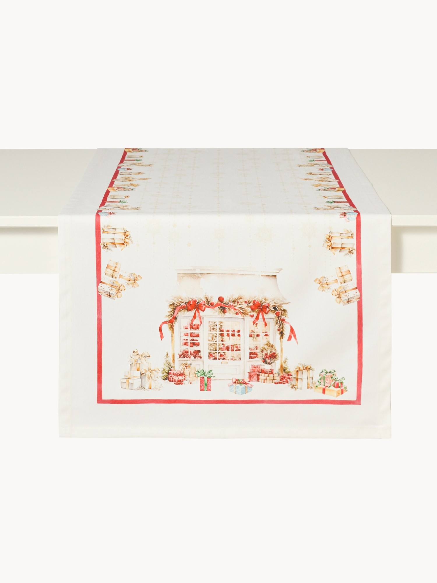 Gloriosa Pure Cotton Drill Table Runner by Tessitura Randi, White, large image number 1