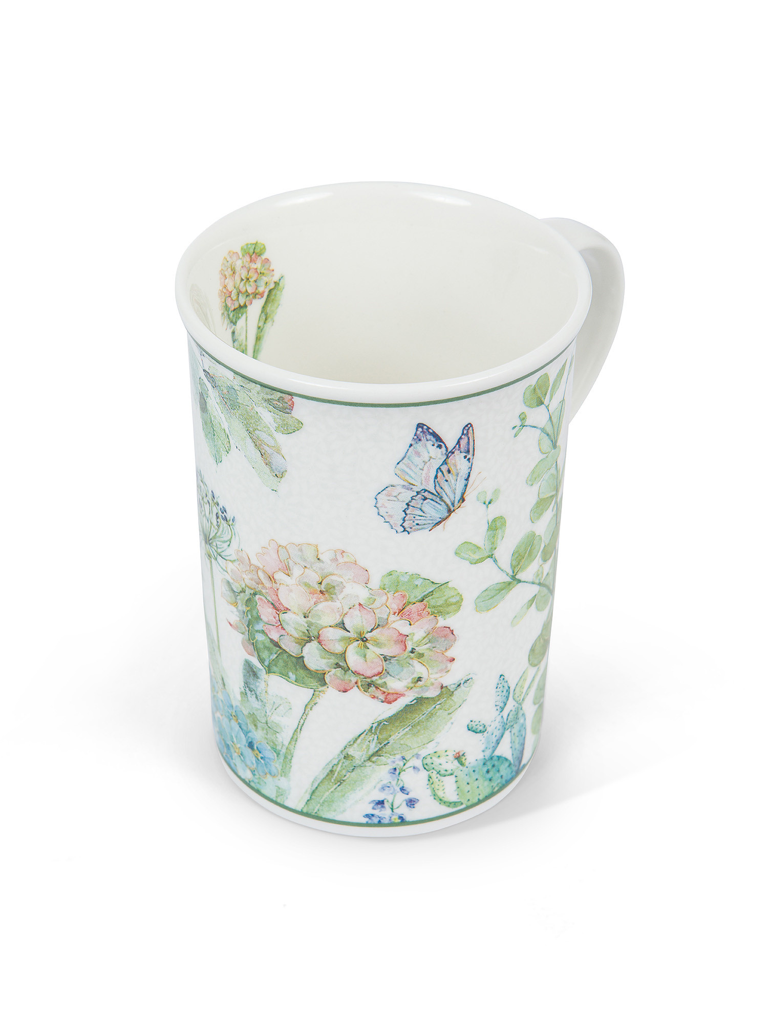 Set of 2 new bone china mugs with botanical motif, Multicolor, large image number 1