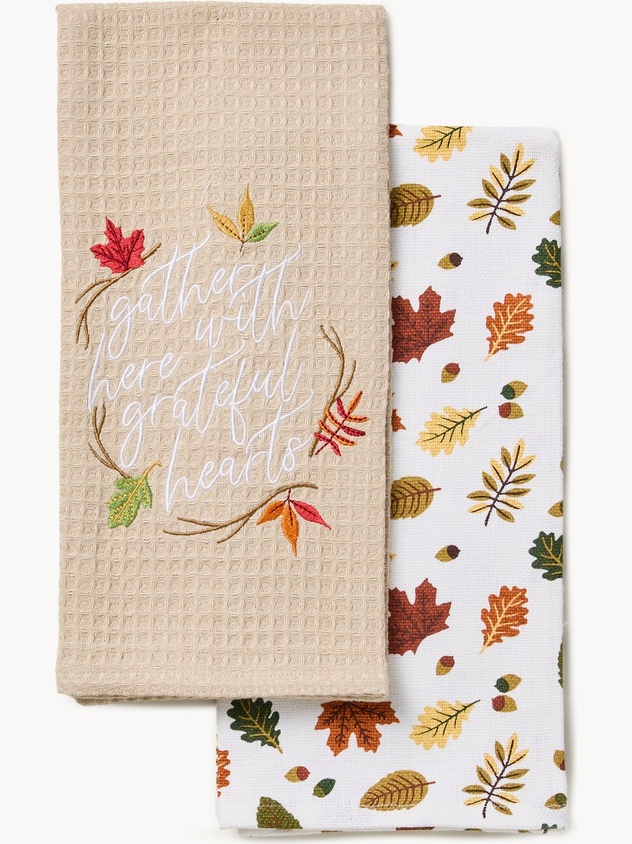 Set of 2 embroidered and printed dishcloths