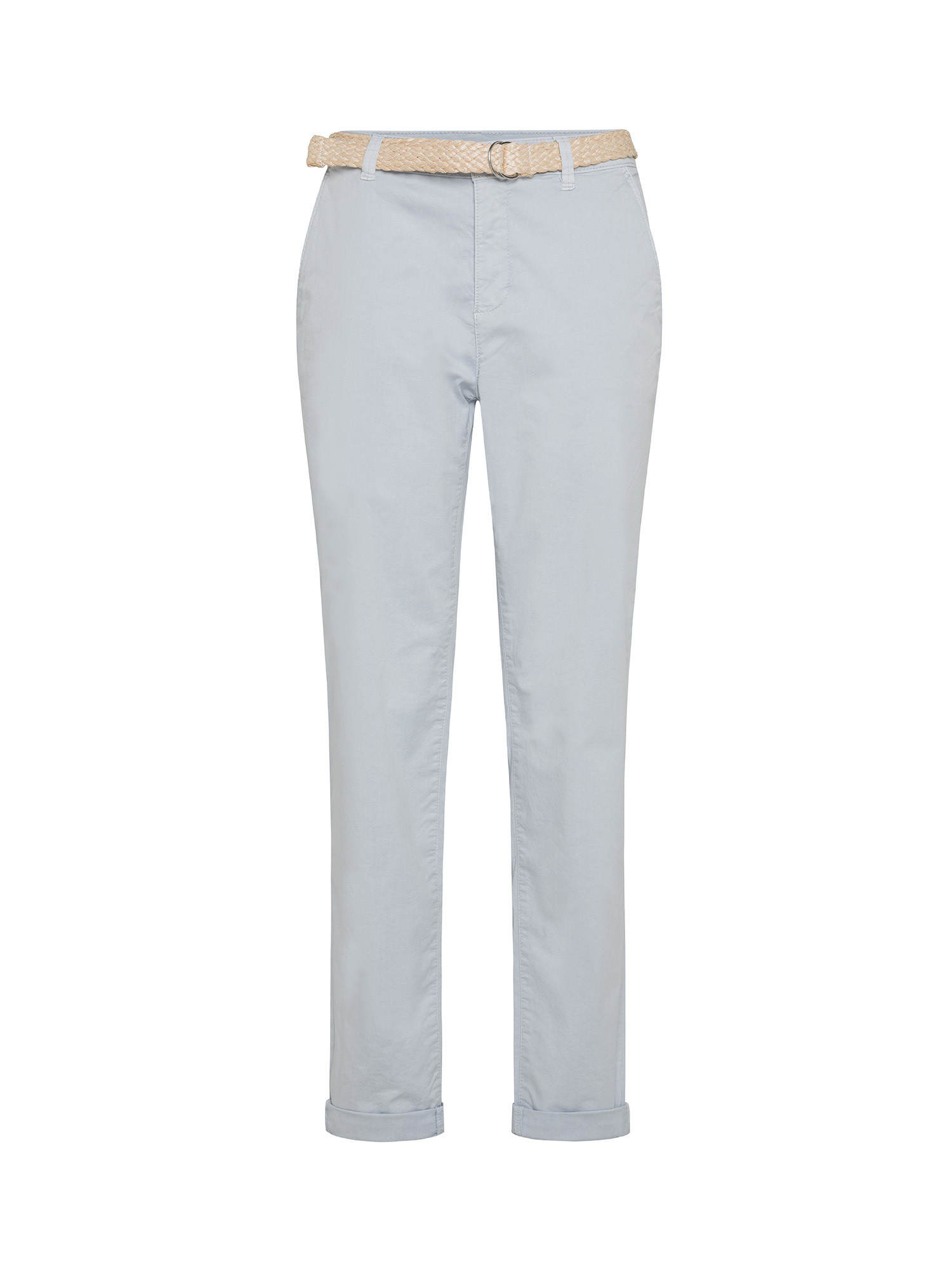 Esprit - Cropped chinos with belt, Light Blue, large image number 0