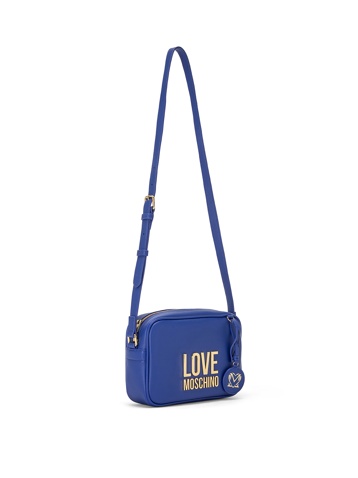 Camera bag con logo, Blu, large